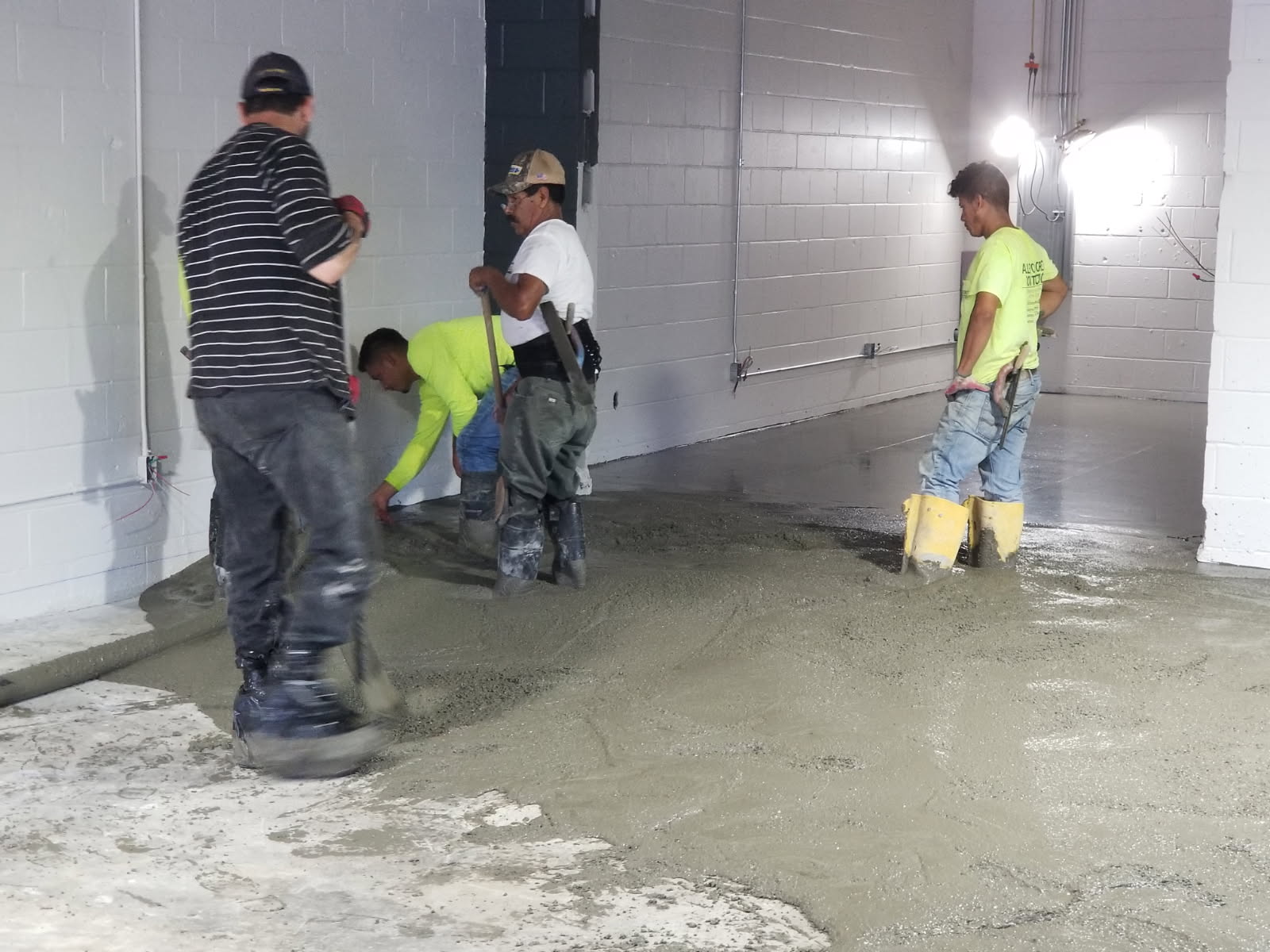 Broke concrete and dug down to broken cast iron line. Location is near back wall. Removed section of cast iron with crack along the entire length of the bottom. Installed pvc, with added sealant at joints. After repair was complete, we backfilled hole and poured concrete. Thoroughly cleaned site.