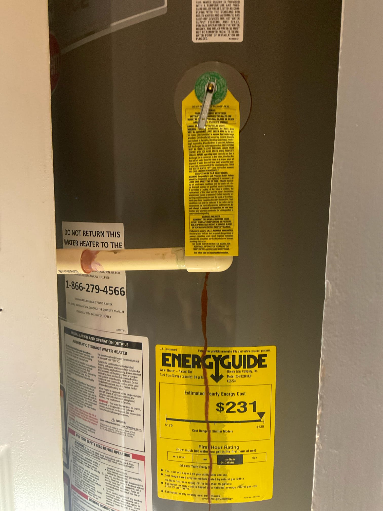 Leaking water heater , quoted replacement 