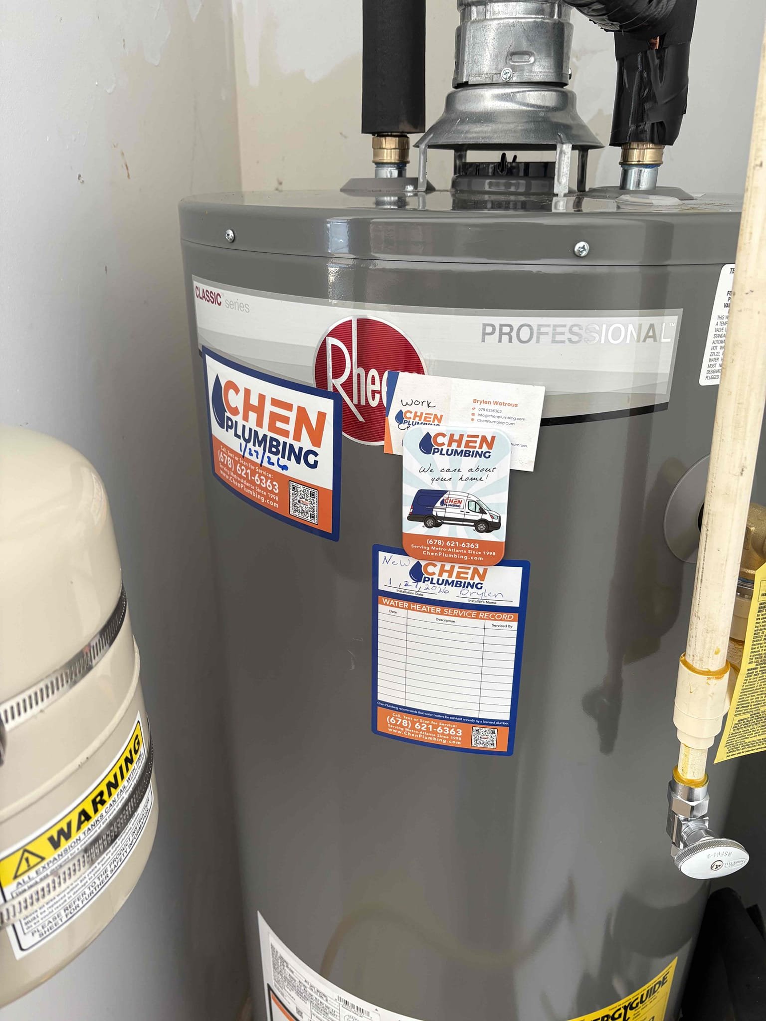 Returned today to finish moving the expansion tank to the wall and insulating the piping per inspectors request. 