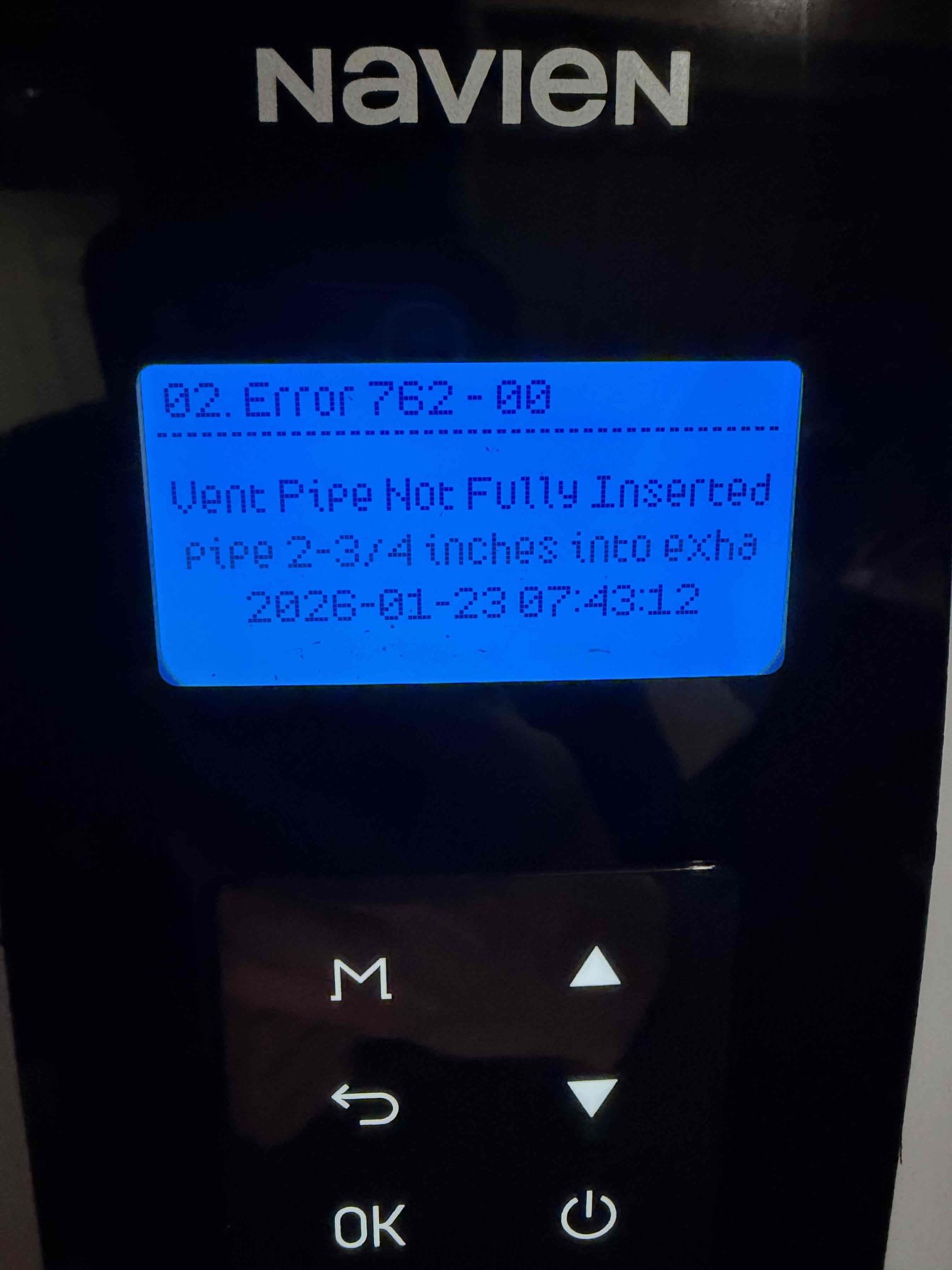 Customer stated that she smelled gas by tankless. Found that tankless was throwing error code for pipe not being all the way in for exhaust. Also found that pipe wasn’t properly pitched and the exhaust wasn’t glued. Also condensation line froze which caused a leak inside. Also that there was a fitting in tmp line that wasn’t pressed. Stated to customer that we need to correct vent to prevent gas smell. Went ahead and shut water off to home. Cut out tankless and Lowered tankless about 4 in and installed new vent with proper pitch. Also reconnected water lines. Turned water back on and tested. No leaks where found at this time and tankless was working properly at time of departure. Will need to return tomorrow to seal exhaust from outside once the foam sets. Cleaned up work area.
