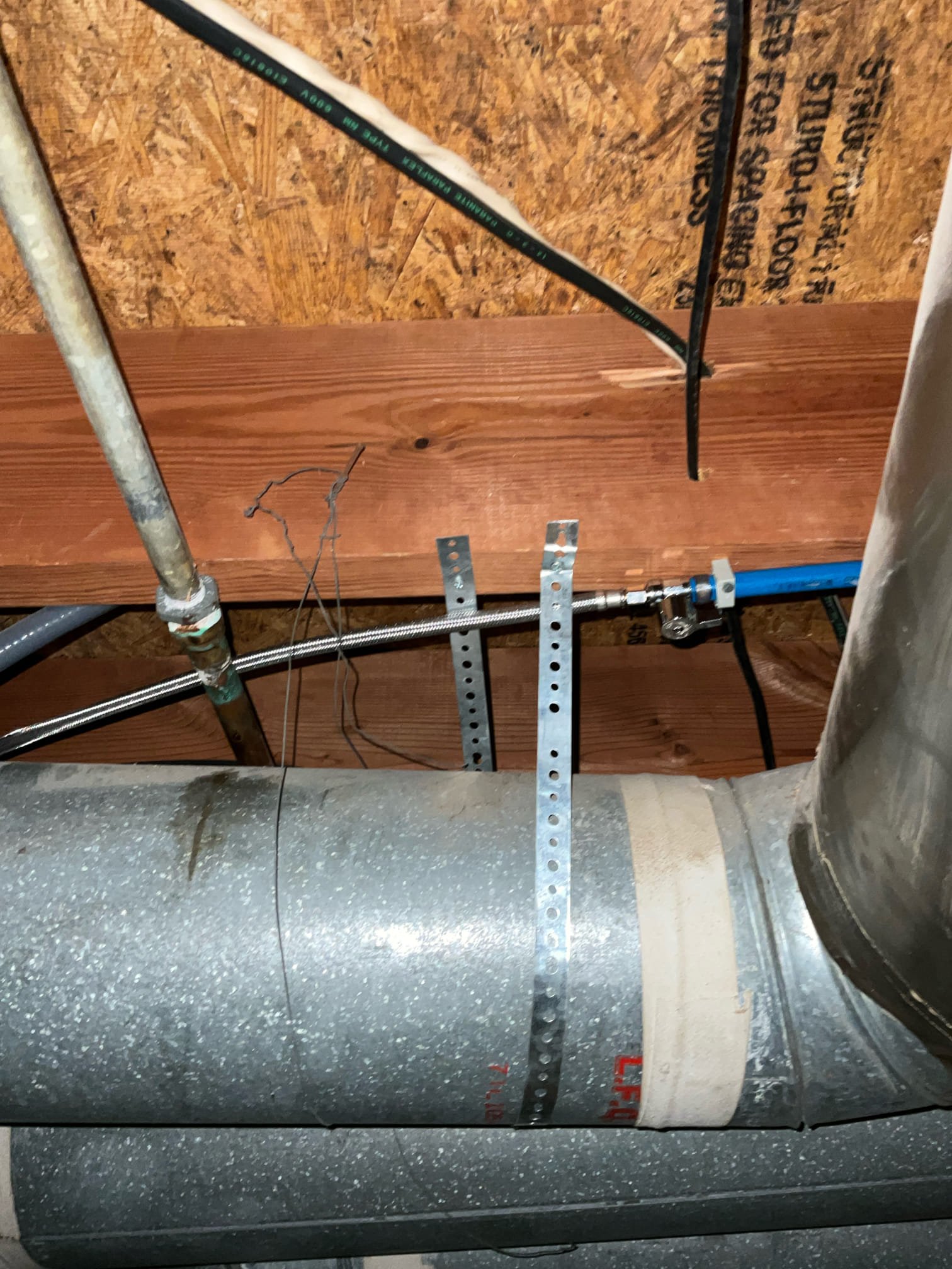 Return to replace waterline and perform other plumbing items.

Ran new waterline from meter to house. New waterline through foundation, with hydraulic cement sealing foundation penetration. New pressure regulating valve, shut off valve, hose spigot and shut off valve. 

Installed new waterline for fridge ice maker. This included running new pipe, shut off valve, and supply line.

Installed new gas line and shut off valve for stove from basement to behind stove.

While on site we accidentally damaged a planting pot. I replaced the pot with as similar an item as I could and discussed with Chris. 

All work spaced cleaned up. Locating flags removed. We lifted water meter box slightly at the request of Chris. 

We performed a walkthrough and explained all work.