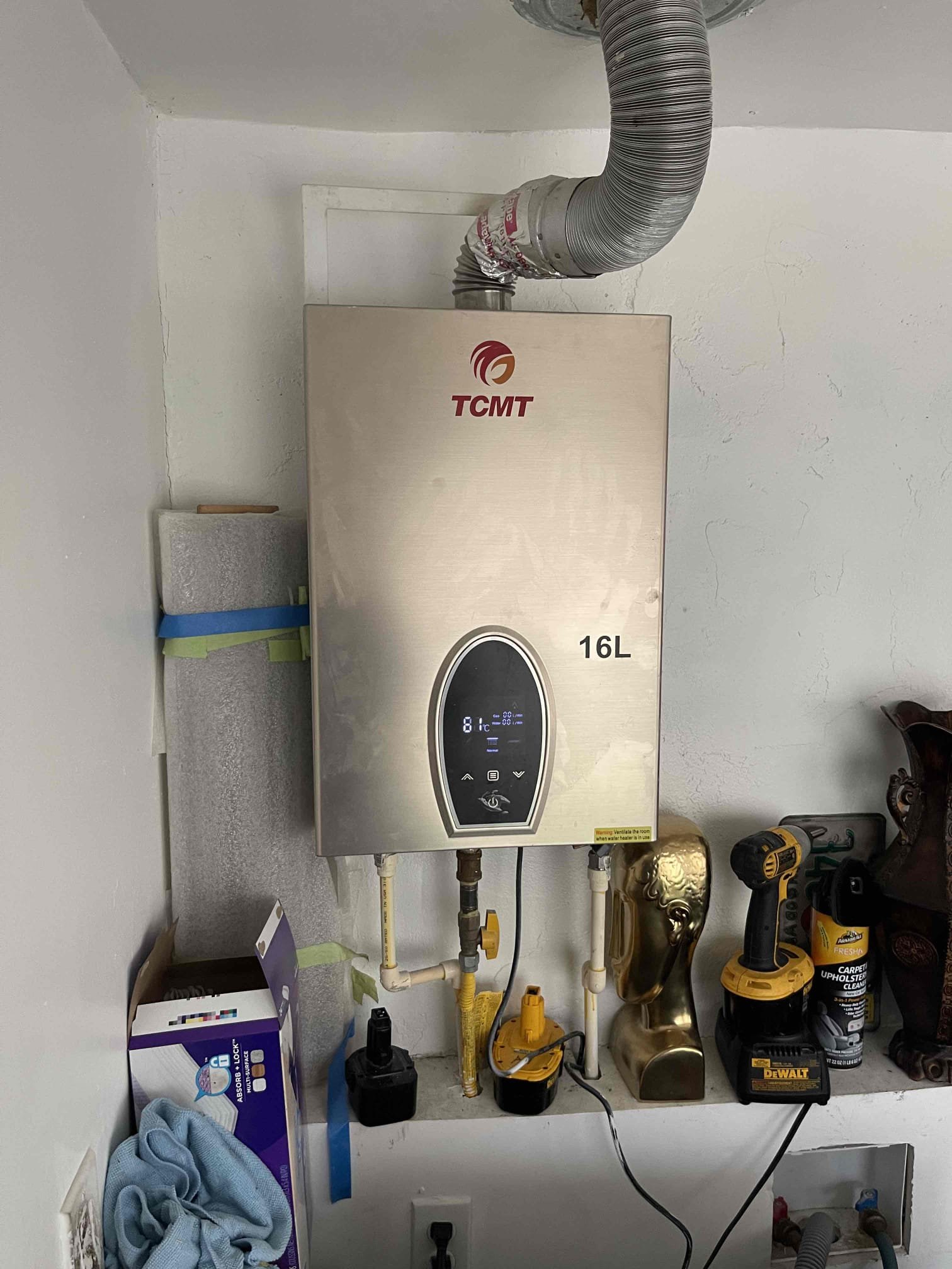 Left quote to install customer supplied tankless water heater. Straight forward install. Customer mistakenly ordered tankless water heater meant for liquid propane instead of for natural gas. Left quote to swap unit for him.