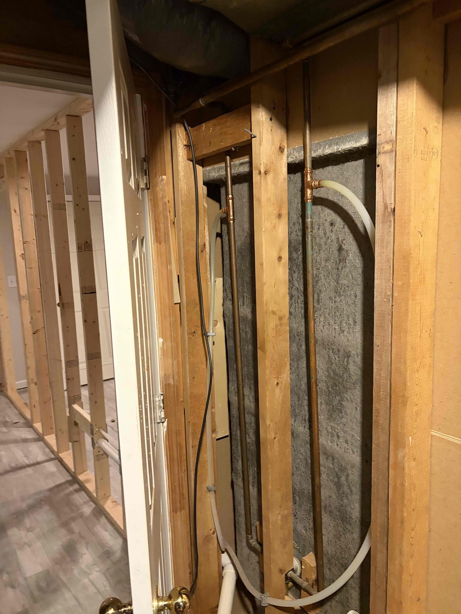 For this customer they got a few things that are wanting done, I gave different solutions on what we can do for them, they need a shower valve installed in the guest hallway bathroom, they need two new service stop valves installed underneath the lavatory sink, a new hose Bibb in the front of the home, followed by removal of plumbing in there basement, they want to go a different route so that’s why they wanted it removed. At this time these are just estimates. One thing to note, on the water heater, there is a possible back draft issue due to the melted plastic on the nipples, I would seek for a hvac contractor to take a look at the venting. The water heater is on a plastic pan which is strongly not recommended. 