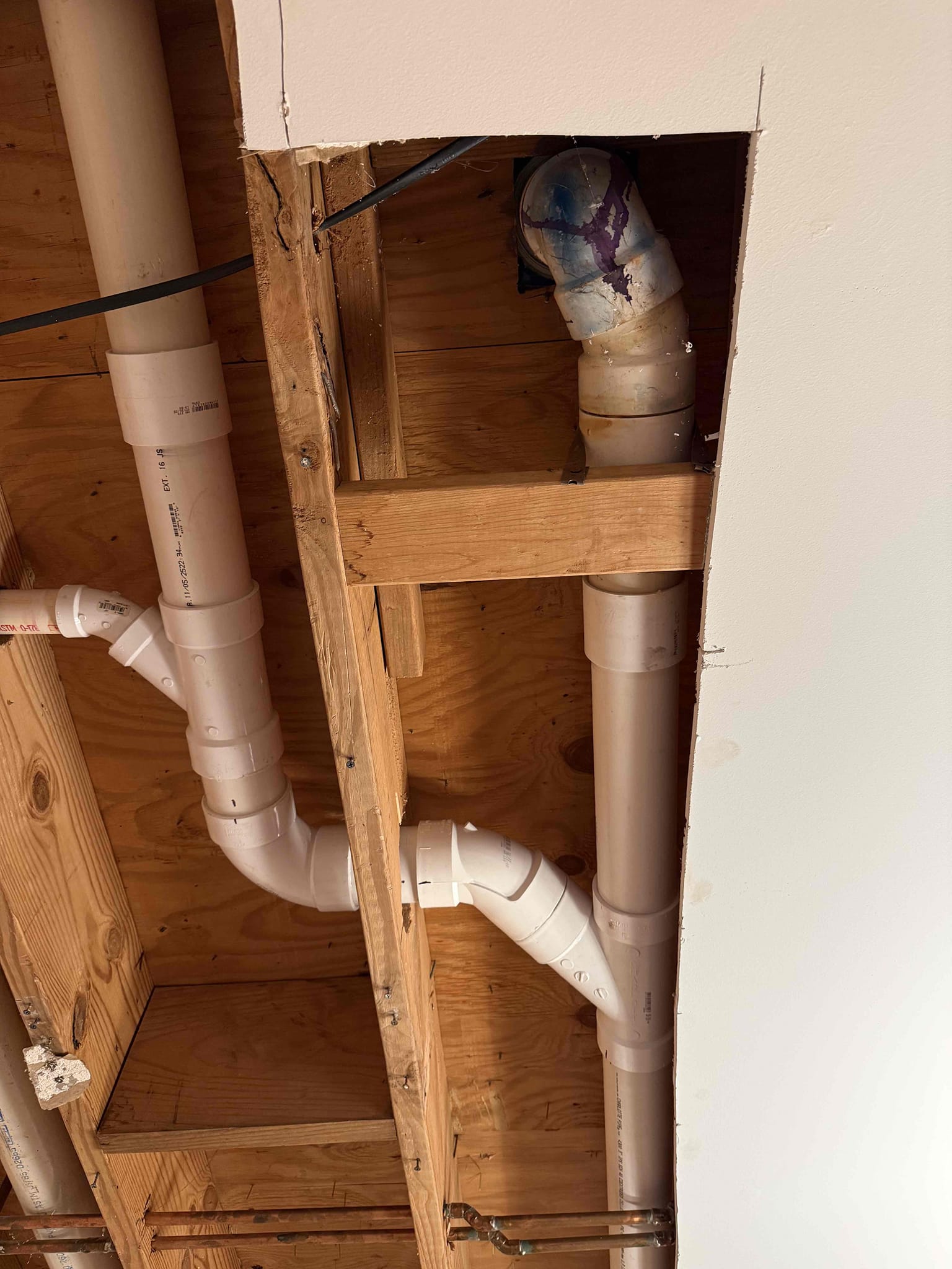 While performing the original approved scope of work, additional issues were discovered. The customer was promptly notified of these findings. At the time they were identified. Upon further inspection, it was determined that back falling  was present in multiple areas and fittings, not just an original suspected section. Prevents proper drainage and will led to ongoing or reoccurring issues if not fully addressed. Customer understands,due to findings. Additional piping must be removed and replaced and additional sheet rock must be cut to properly access the correct and affected areas. The scope of work has expanded to ensure piping is installed with proper slope and functions as intended

Customer initially approved multiple work options, following the camera inspection that revealed the belly and back pitched drain line. Upon exposing the piping, additional issues were discovered, including sections that had little to no slope. Revised estimate was provided on site and approved prior 