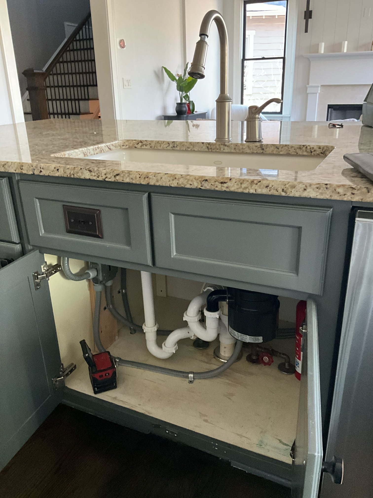 Call to disconnect sink and stove in anticipation of countertop install.

While working we also found that the hot and cold,d shut off for the faucet were not functional. We removed and replaced the shut off valves. After disconnecting all required plumbing, we drained the water down to the house and left water off at request of Jackie. We also found a leaking faucet in the basement and provided an estimate to install a customer provided faucet.

