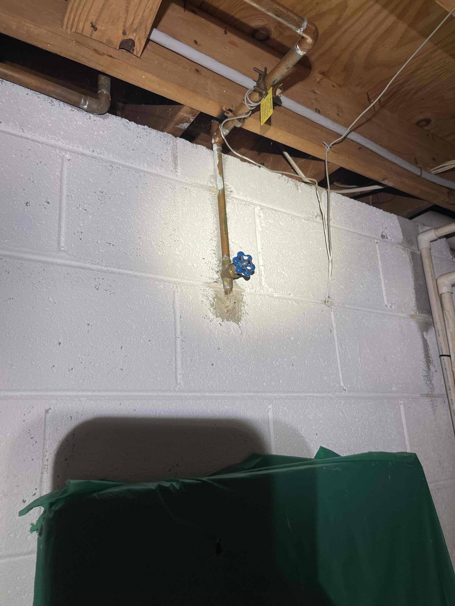 Replaced leaking hose bib and shut off on back of house. Resealed the foundation penetration. Left hose bib off and drained as we’re expecting a freeze this weekend. 