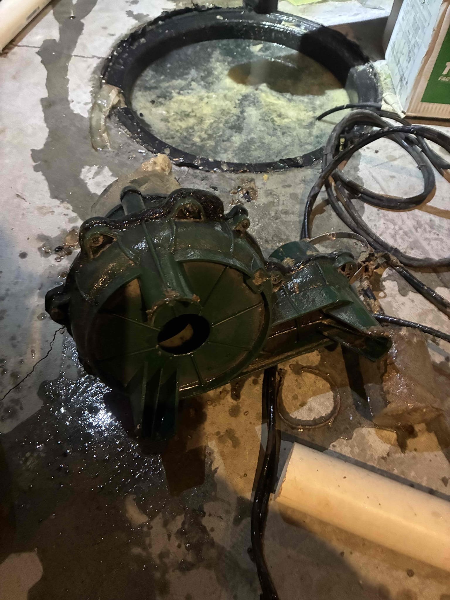 Customer had sewage ejection pump fail, causing downstairs bathroom to back up. Also wanted to look at replacing parts for toilet upstairs near kitchen. Gave options for replacement of pump and minor rebuild for toilet. Removed old pump and installed new pump. While removing old pump found large debris, stuck in pump, inevitably burning out pump  . secured lid back down to original position ran water to cycle pump several times to ensure proper function of pump. Later did minor rebuild on toilet, including fill valve flapper and supply line. After repair was complete flush toilet several times to check for proper function. 