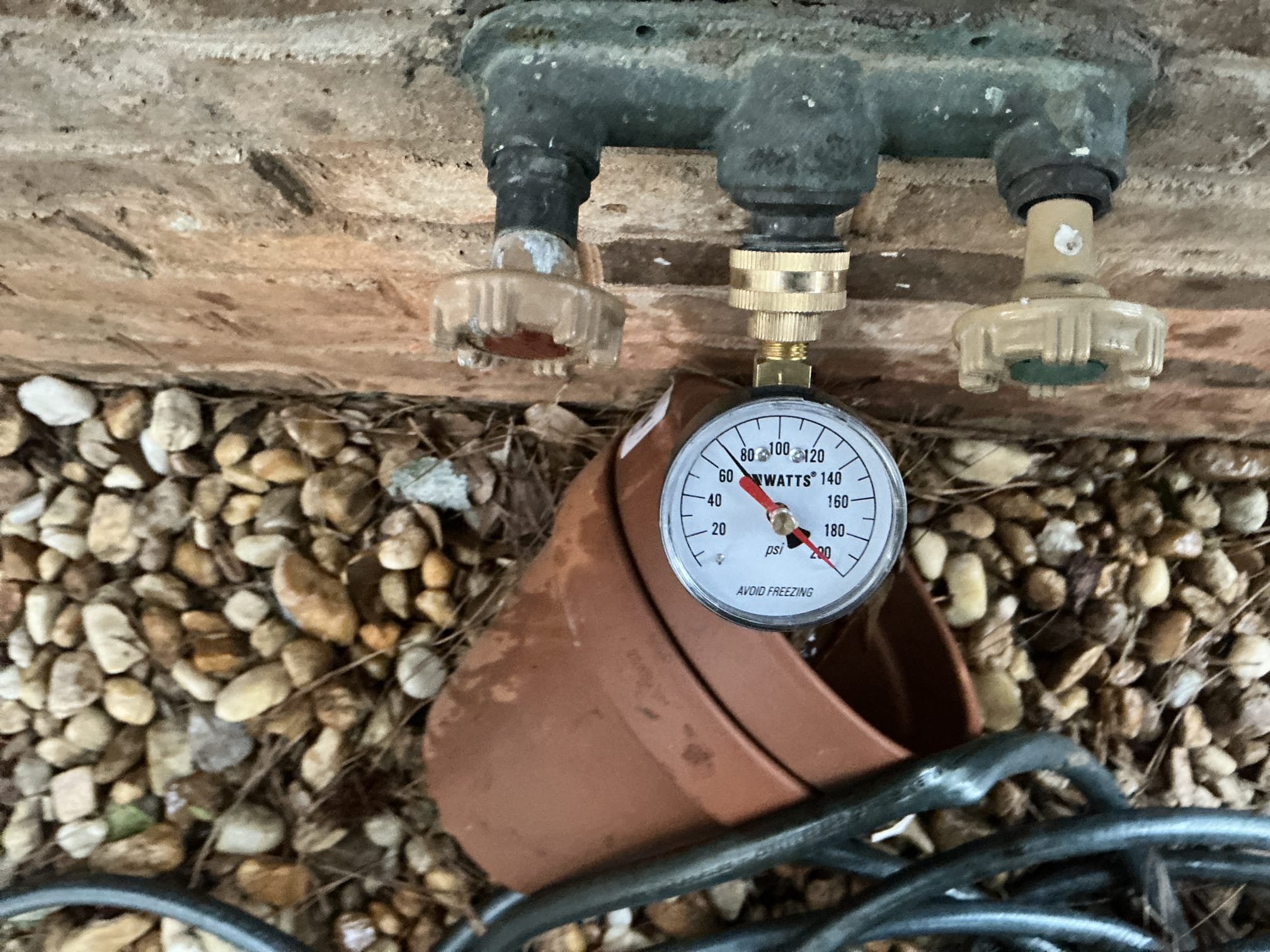 Leak in garage upon arrival. Customer stated she opened the garage and water was coming out of the ceiling. After opening up ceiling and upstairs cabinet found 1/2 inch copper line broken from a freeze break. Informed customer we could repair the break. Gave customer estimate, customer approved estimate. Repaired section of pipe and cut the water back on. No leaks were found. No leaks upon departure 