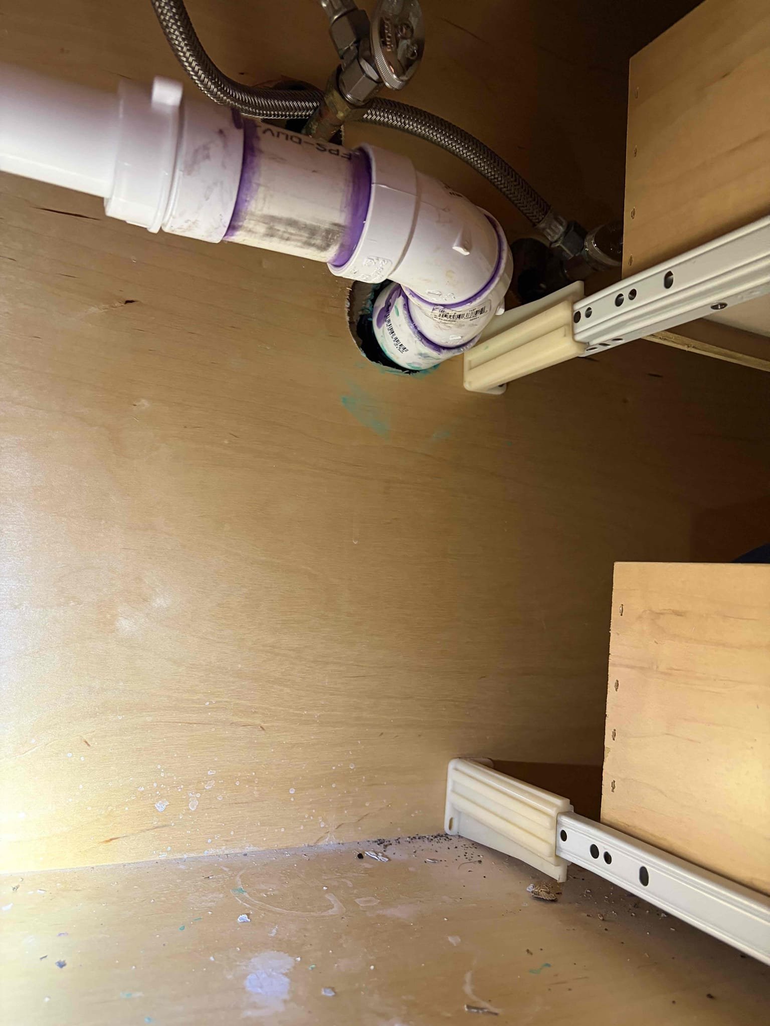 For This customer they had a slinky style drain for the lavatory sink in the upstairs hallway. The fix was to get rid of the slinky style drainage and install all mechanically glued fittings in order for proper flow and proper function with no leaks so that is exactly what we did today re-pipe the drain line inch and a half line And installed everything with a new P-trap pipe make sure that all the fittings were glued and primed. The customer has ABS in the home so therefore what needed to be done is the stack for the drain line needed to be ABS to PVC cement once installed there’s no leaks recommended for the customer to replace the pressure reducing valve as well. It’s in the crawlspace. The water pressure is reading at 80 pounds. My pressure gauge is off by 20 pounds so therefore I recommend getting that replaced as well. At this time there are no leaks from the work that was done today. Everything is all set and the sink flows just fine. 