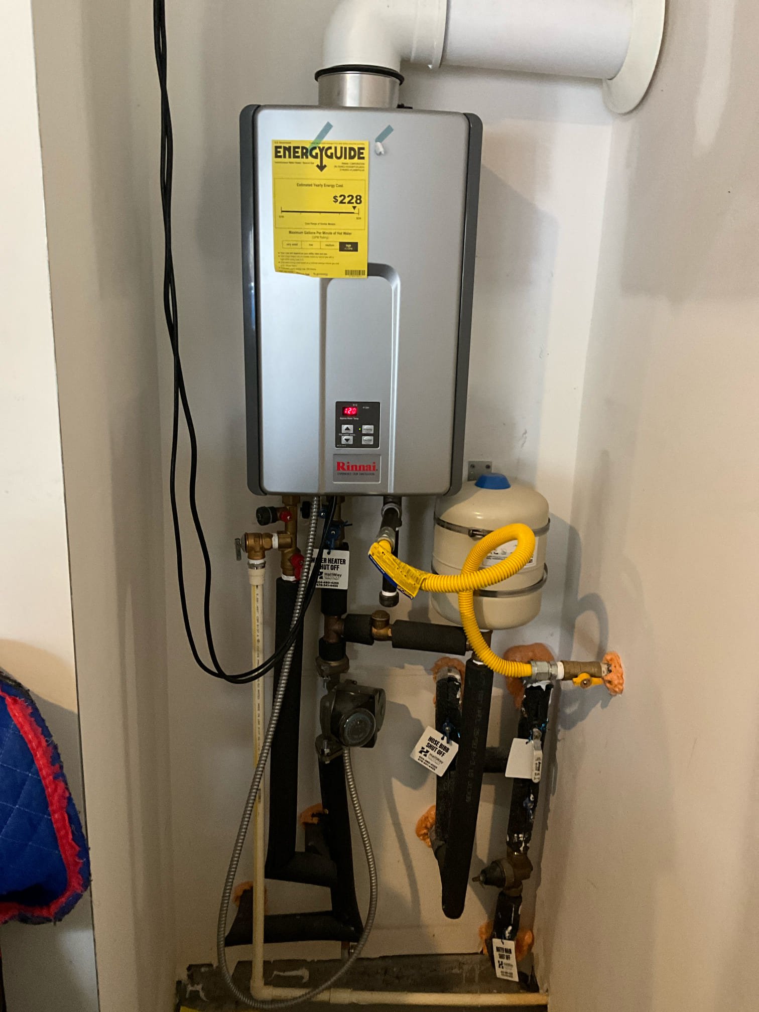 Customer has a 5 year old tankless Rinnai unit in the garage. Customer stated water is taking long to get hot. Checked recirculation pump and it is still working correctly it seems. Customer stated last time this happened that a flush corrected the issue. Customer opted to sign up for a membership and do a tankless flush since it’s included in the membership. Added a service sticker to the unit to track services rendered to the unit moving forward. Cautioned customer that the flushing of a tankless unit can cause leaks that need to be addressed separately. Also made customer aware that flushing the unit is a first step.