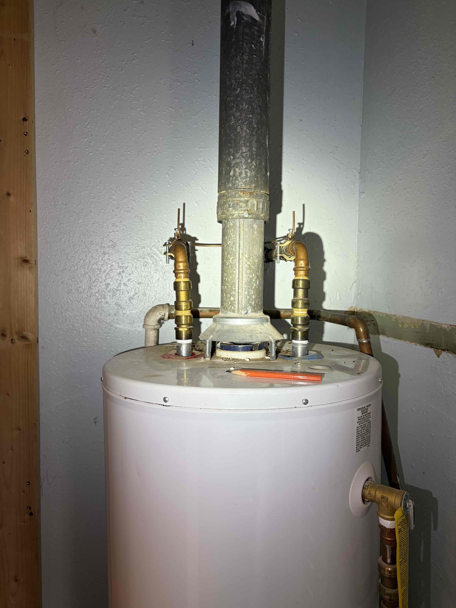 Repipe the hot&cold water line for the kitchen sink
The water line coming from the crawl space is 1/2 in pipe then converts into 3/8
Will need to make all 1/2 pipe.
The leak is coming from the service stop however the pipes are bent and I will not be able to reattach properly 
So for this job, we re-pipe the hot and cold water lines for the kitchen sink. The previous waterlines came in as 3/8 rather than half inch so therefore we installed new half inch pipe and pecks so we can feed it down into the crawlspace. make sure everything was crimped properly to ensure a leak free connection. There was a saddle valve on the copper pipe so therefore I added a quarter inch Shut off valve however I do not know what it goes to however, I did reconnect the valve on but kept the shut off valve off at this time. There are no leaks on any of the pipe connections. The pressure is at 120 and I advise the customer to replace the pressure reducing valve as soon as possible. The pressure being this high c