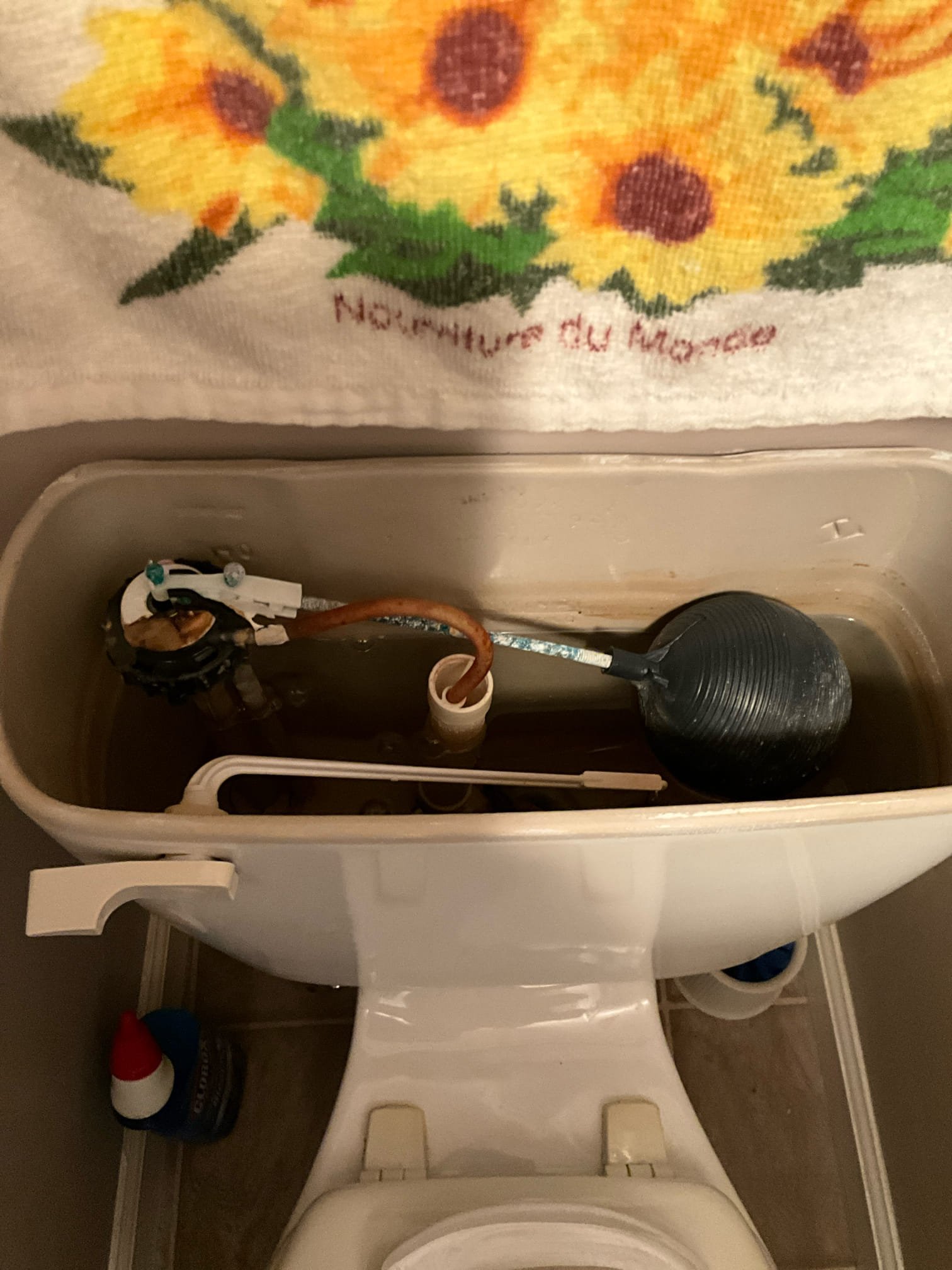 Call for toilet running. 

Discussed repair options and Mr. Robert elected to replace fill valve and flapper. During repairs however, I found that the flush valve gasket was deteriorated and also allowin*water to pass through. I spoke with Robert and explained the new findings. We removed the tank and rebuilt the entire toilet tank. 

The first flush valve tank to bowl gasket was not sealing properly and caused me to have to remove the tank and replace with another gasket. Due to lte hours and for customer service, I rebuilt the shut off valve at no charge.

Tested toilet several times. Cleaned around site.

Pressure read 50 psi.