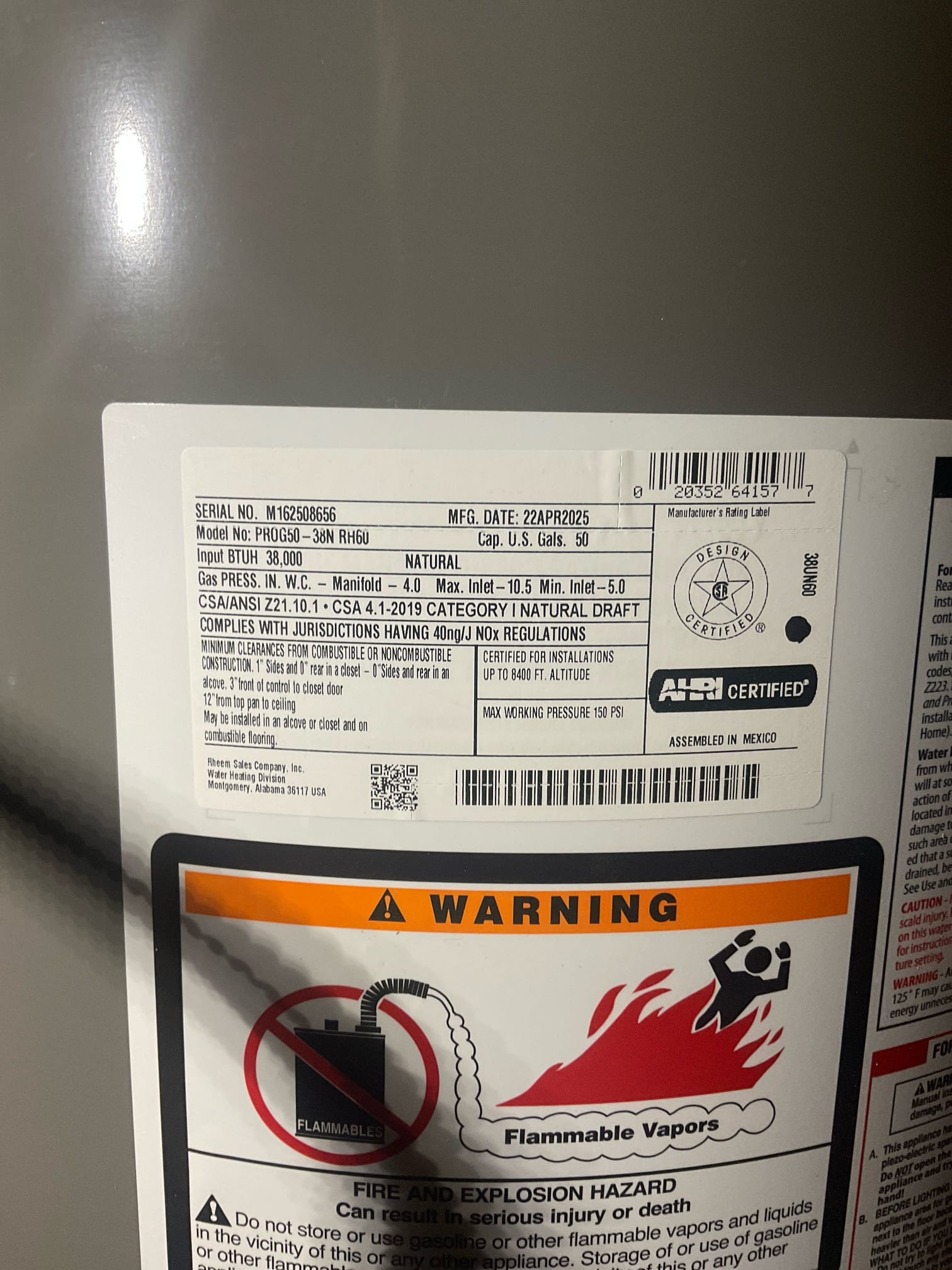Replaced two 50 gal gas water heaters , new Rheem heaters , pan , 5 gal expansion tank , and safety shut off valve installed 