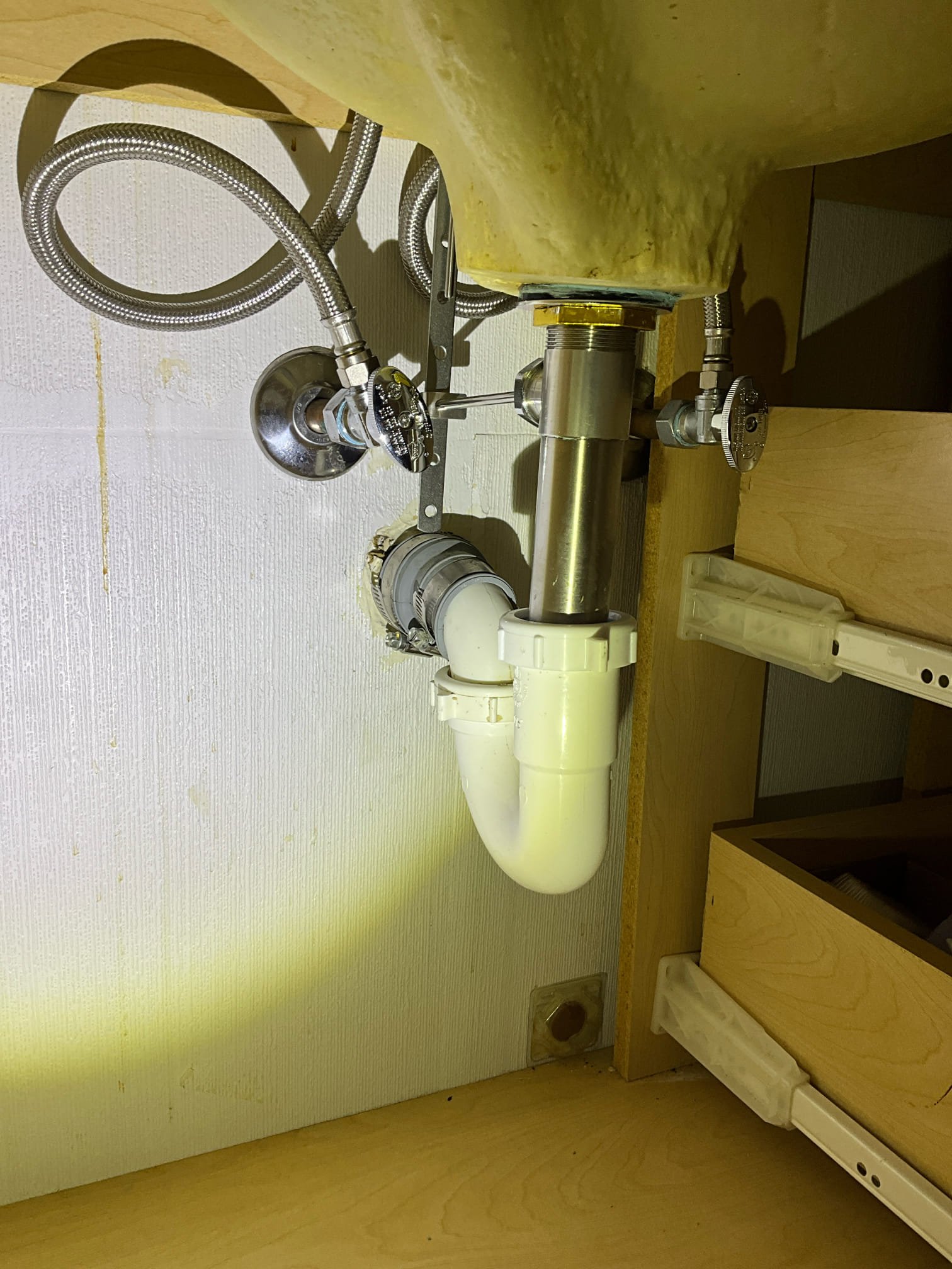 2/10/26:
Customer had multiple faucets that were either dripping or leaking from the top. None of the shutoff valves were either holding all the way or were leaking. Per customer request, inspected the shutoffs for the outdoor hose bibs, the shutoffs for all toilets and faucets in the house, as well as the faucets, toilets, and shower valves. The toilet in the powder room on the main floor was recently rebuilt and needed nothing. The upstairs toilet had a toilet with original equipment in the tank that needed replacing. The shower valves are single handle and weren’t leaking. Gave customer price for toilet rebuild, replacing all stops, and replacing a widespread faucet upstairs, the center spread lavatory faucets, and the kitchen faucet. Also gave option to replace 14 year old heater, correct high pressure, and repair leaking section of abs piping. Customer approved all work.

Replaced both hose bib shutoffs, the water heater, prv, whole house shutoff, both center spread faucets, the s