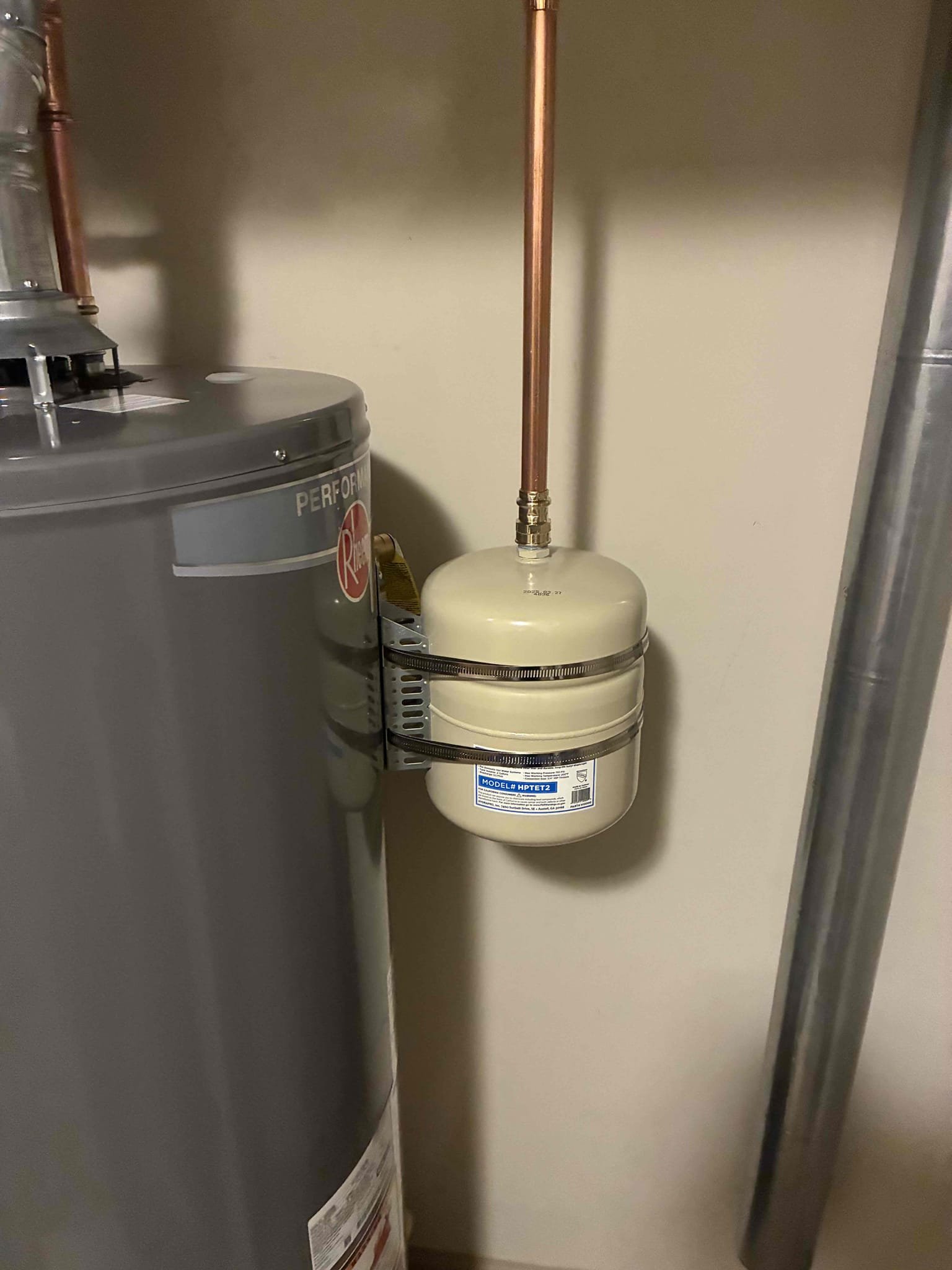 Customer wanted to replace 50 gallon gas water that was located on the third floor of home. Replaced with Rheem 50 gallon gas heater. Did not replace pan used existing pan. After replacement checked for leaks in proper function of heater. Pressure is at 50 psi. 