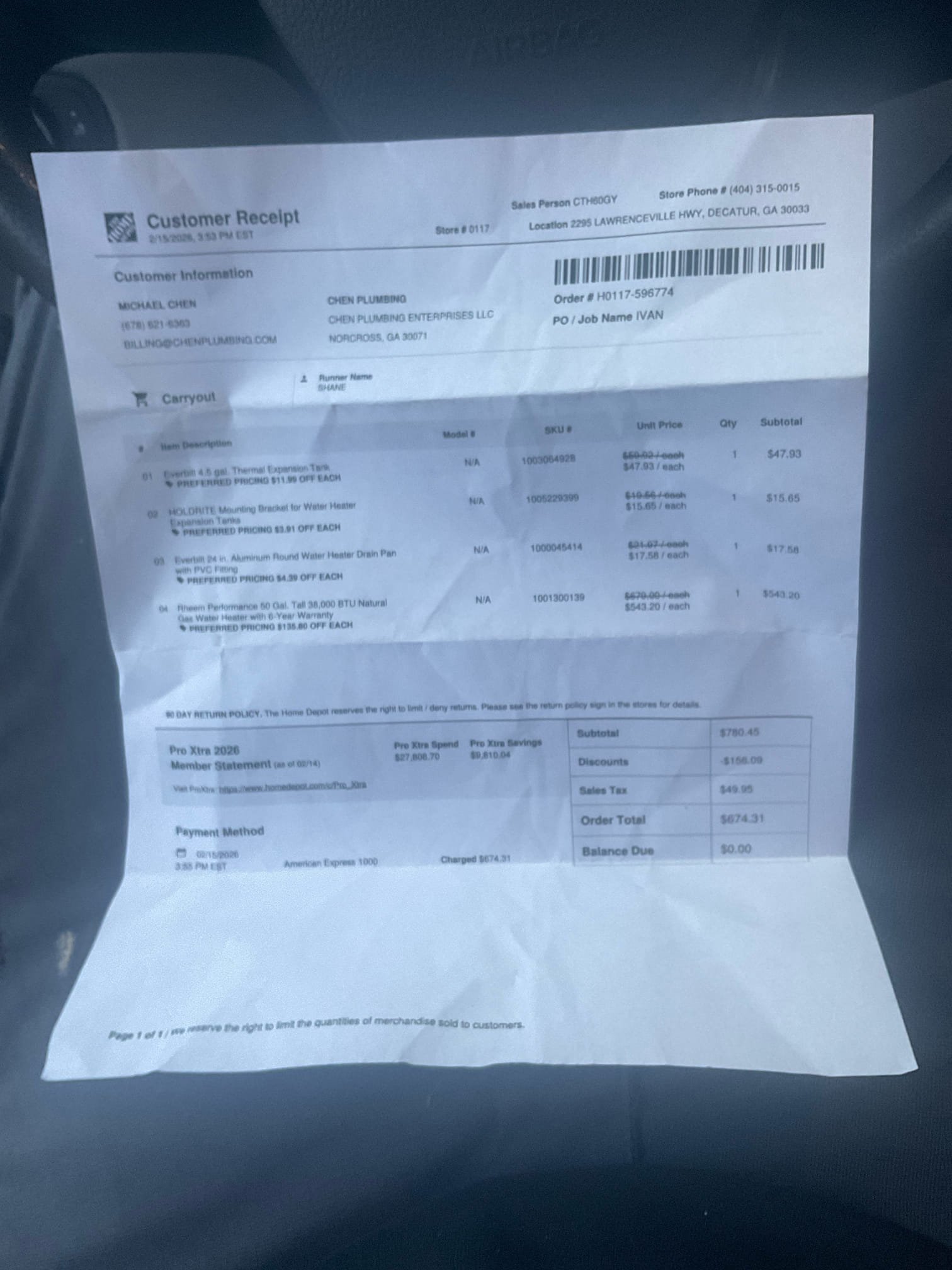 For this customer, he had a water heater from 2016 that the tank failed internally causing pinholes with inside of the tank so therefore the water heater from 2016 had to be replaced and that is exactly what we did. We replaced it with a brand new 50 gallon Rheem water heater in the basement. The customer has the piping in Series rather than parallel. The thermal expansion tank was on a threaded tea before a check valve. I decided to keep the check valve so therefore, I unthreaded the thermal expansion tank, added a male adapter and cap line off if it ever needs to be reused again it can be following that I’m out at the thermal expansion tank to the side of the water heater went ahead and installed a code requirement 5 gallon thermal expansion tank with the bracket once it was installed. There are no leaks installed a new pan as well. Kept the same TMP line hooked up the gas made sure it had a blue flame and set the water heater to a Which is 120°F. Once everything was installed there 