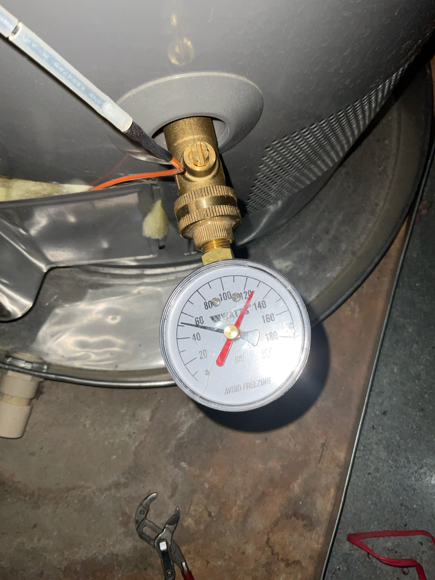 Customer stated that fridge had low water pressure. Pulled refrigerator out. Tested to see if it was on the incoming side of the waterline and found that coming to the fridge. Water pressure is fine. Stated to customer to replace water filter for refrigerator to see if that fixes issue. Also noticed that customer didn’t have the thermal expansion tank and recommended customer to get one installed. Will send estimate to do so.