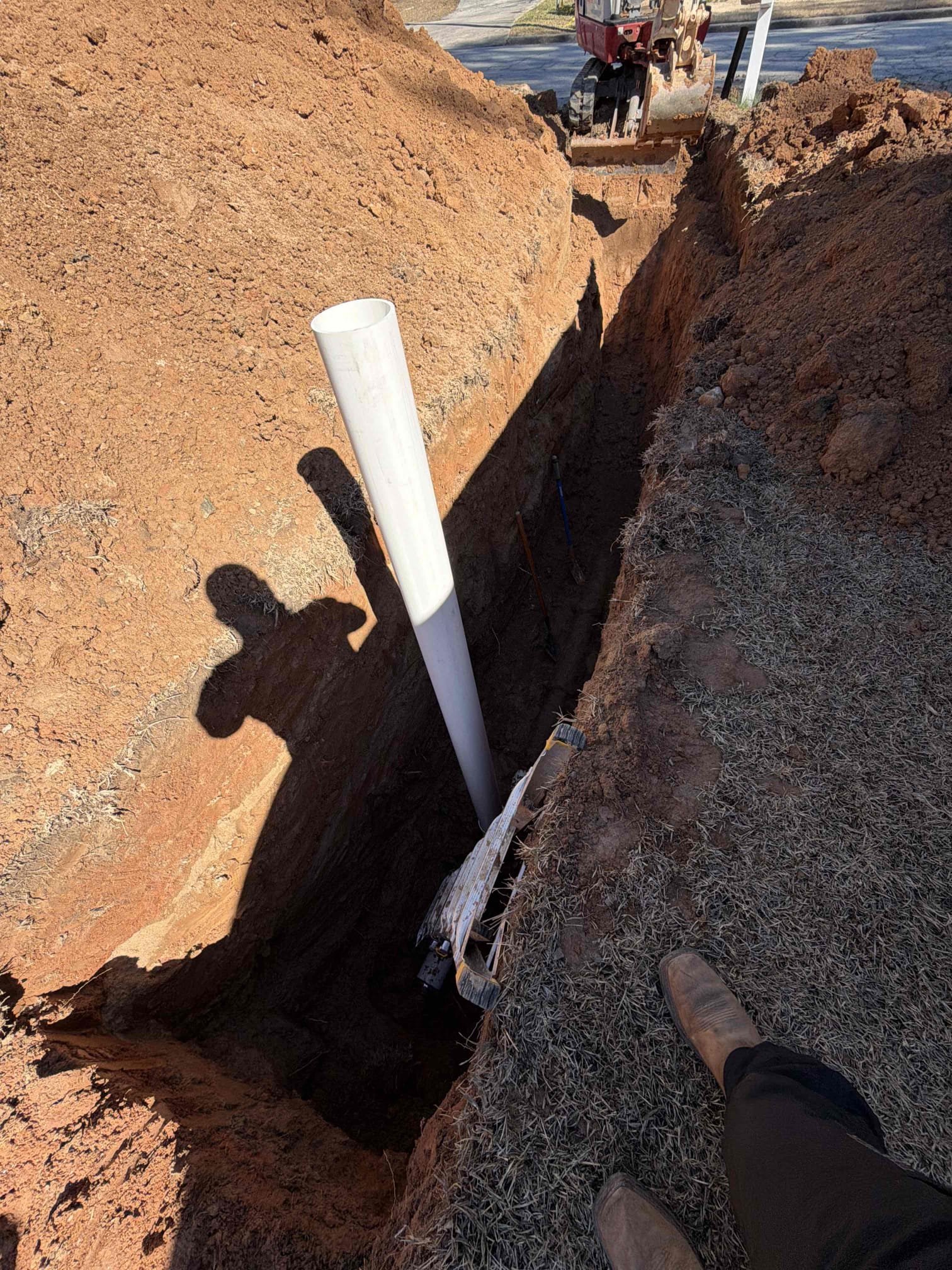 Performed work as outlined and approved the estimate. During the repair, additional issues were discovered further downstream of the sewer line beyond the section replaced by us. The customer was informed of the findings and presented with multiple repair options. The customer requested an estimate to replace the remaining portion of the sewer line from the completed repair towards the street. The customer approved, leaving the excavation open while she reviews estimate and makes a decision over the weekend.



Original issue with Sewer line was repaired.


As a courtesy, we ran sewer machine down line and restored some flow