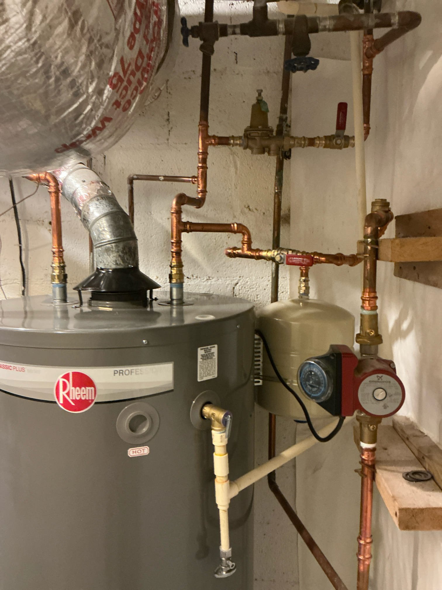 Client called us out due to a leak coming from a faucet supply line in the upstairs daughter’s bathroom. It did cause a little water damage but client is about to remodel that section anyways. Left estimate to replace the water lines for that bathroom when that is done, as the old water pipe is still galvanized pipe. The leak was on the cold side supply line, and client turned off the shutoff and it still dripped, indicating the shutoff wasn’t working. Turned water off and replaced the angle stop valve and had to get a 3/8” bushing to fit the new size shutoff. Tightened everything down with a new faucet supply and tested. All good. 55 psi to home.


1 yr warranty 