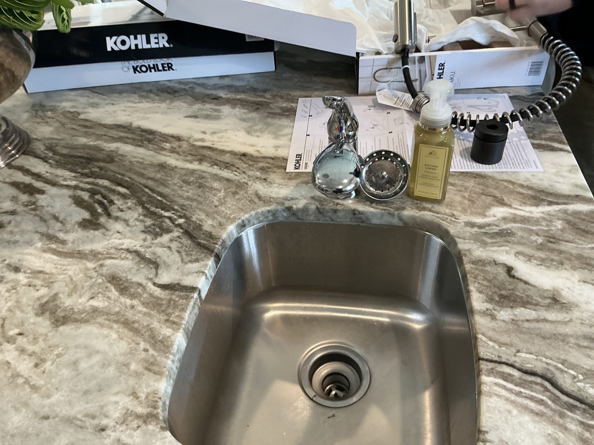 Customer needing two kitchen faucets upon arrival. Customer stated he purchased two new Kohler faucets to install. Informed customer we could install the two new ones. Gave customer estimate, customer approved estimate. Installed two new customer supplied faucets. Turned water back on to check for leaks, found no leaks. Faucets are working properly and no leaks upon departure 