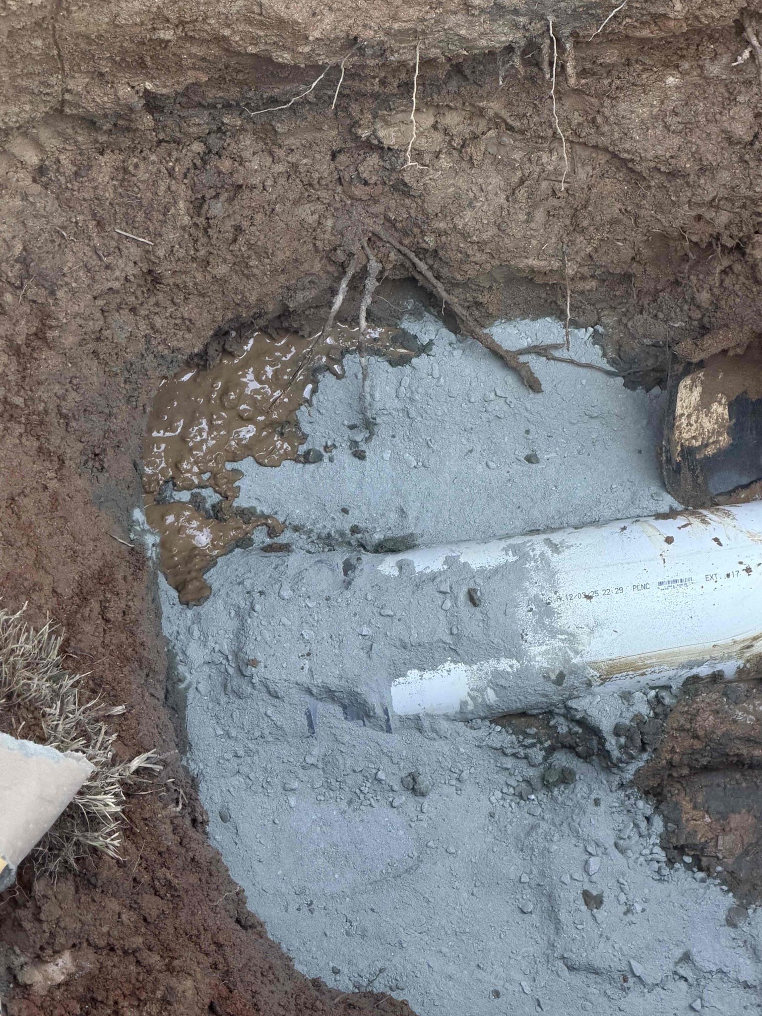 After the customer approved the estimate to repair the felt section of sewer line, additional issues were discovered further downstream. The customer was informed of the most effective long-term solution to replace the remaining section of sewer from the point of repair towards the street. If sewer line is found to be compromised beyond the point of connection at the tap, the county will be notified to address and replace the portion of their sewer line under their responsibility. As part of the scope, a new 6 inch cleanout will be installed near the street for future access all work will be thoroughly tested upon completion. All piping will be properly beded, and all excavated soil will be properly backfilled. Photos and video documentation will be collected throughout the process and added to the invoice. 





Completed work mentioned above with no issues, pipe leading out to street is in typical age condition however still flowing at this time.