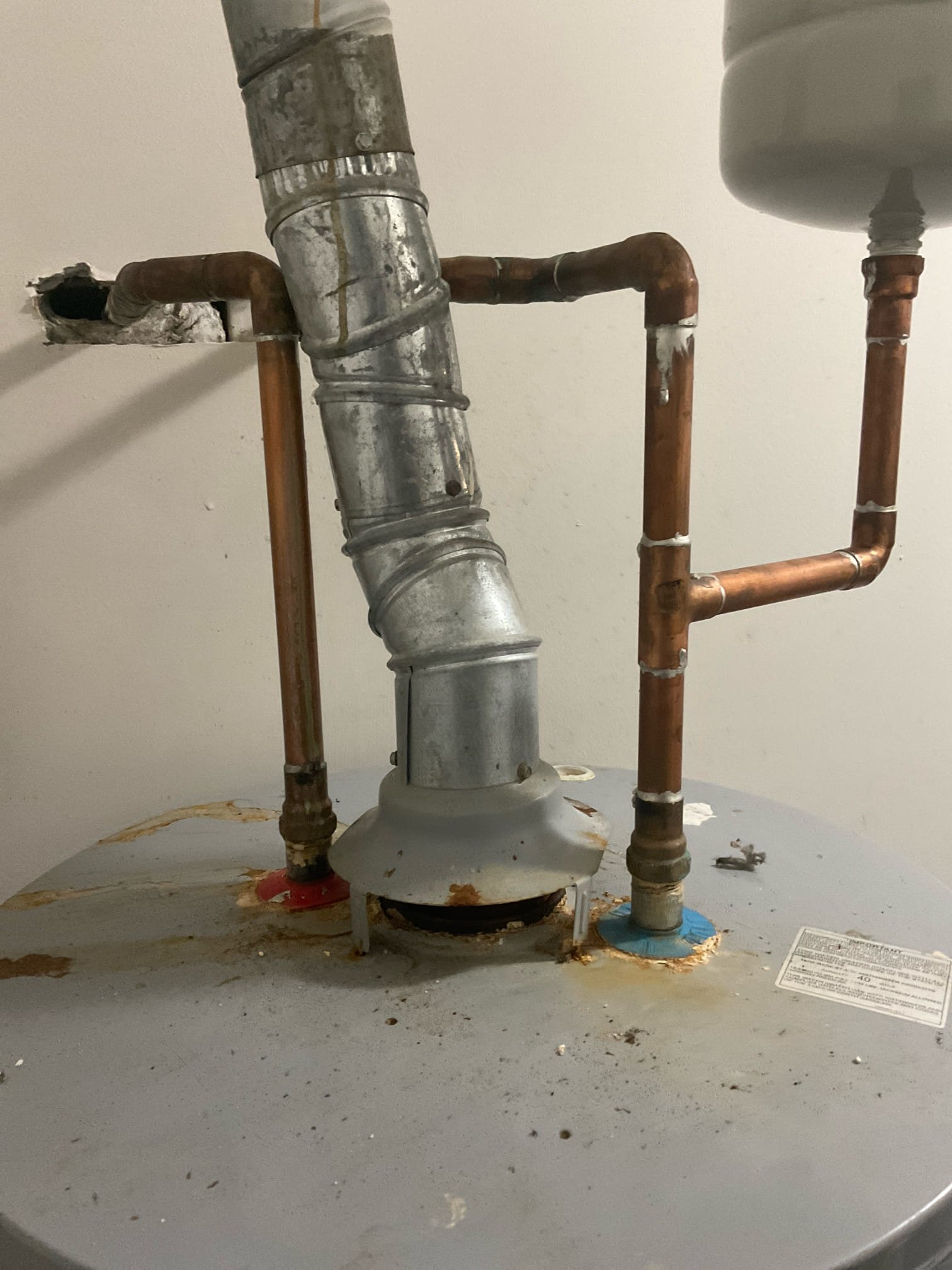 Replaced a leaking 40 gal short water heater today , new Rheem 40 gas , expansion tank with mounting bracket and pan installed. 