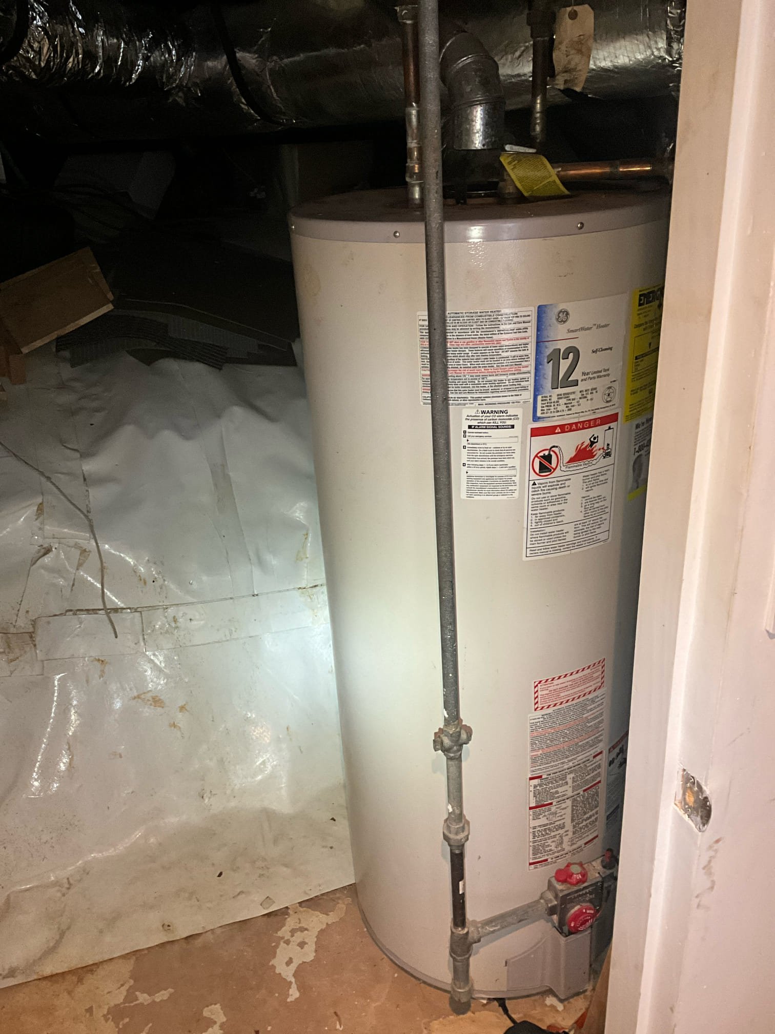 Customer had a water heater that was 23 years old as well as an extensive amount of cast in encapsulated crawlspace that needs replacement. Left customer pricing for both. 