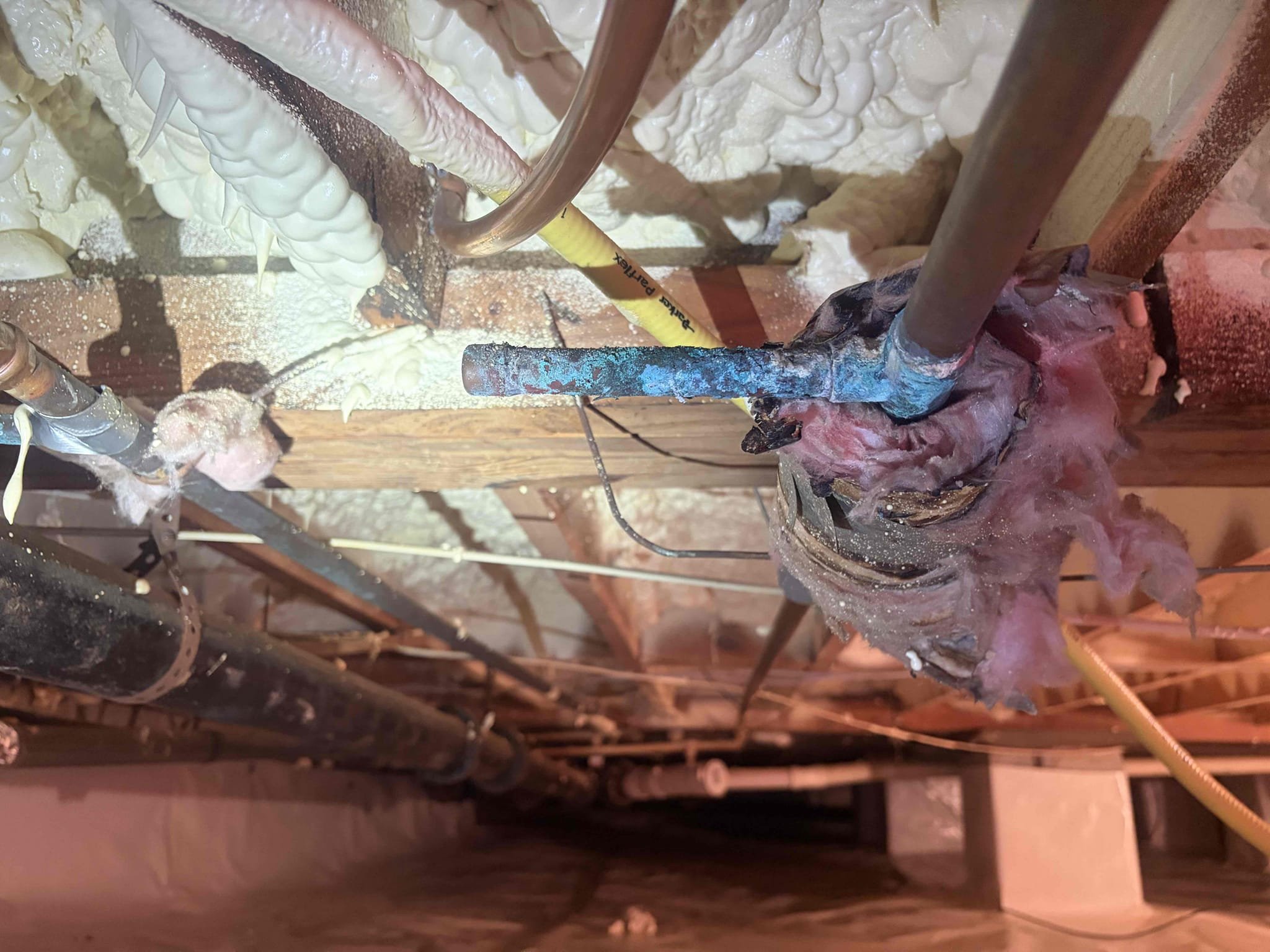 CUSTOMER came out to a couple possible issues that he wanted us to take a look at we had installed the tankless water heater last year and I recommend getting the membership due to the fact that in our membership we offer to flush the tankless, so the customer likes saving money and he decided to get started with that. With that in mind he also had a toilet that he wanted us to look at and the toilet had some corrosion on the tank bolts but not too bad, the toilet isn’t leaking. However the toilet is old and I recommend getting it replaced with a new one. While I was in the crawl space I saw a section of copper that had a dead leg with to fixture running to it, I recommend to get that section replaced with 3/4 copper, so it would be brand new and wouldn’t leak, turned off the tankless unit when I turned off the water. Once complete there are no leaks.