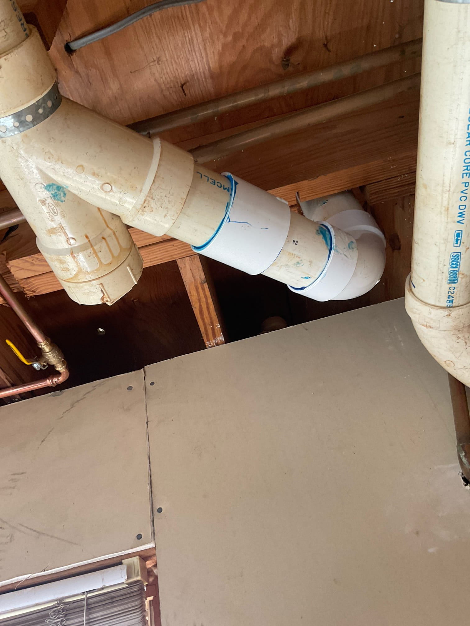 Rough in two handle delta tub faucet with new copper pipe and shut off valves in basement, new toilet flange to the right height installed . 