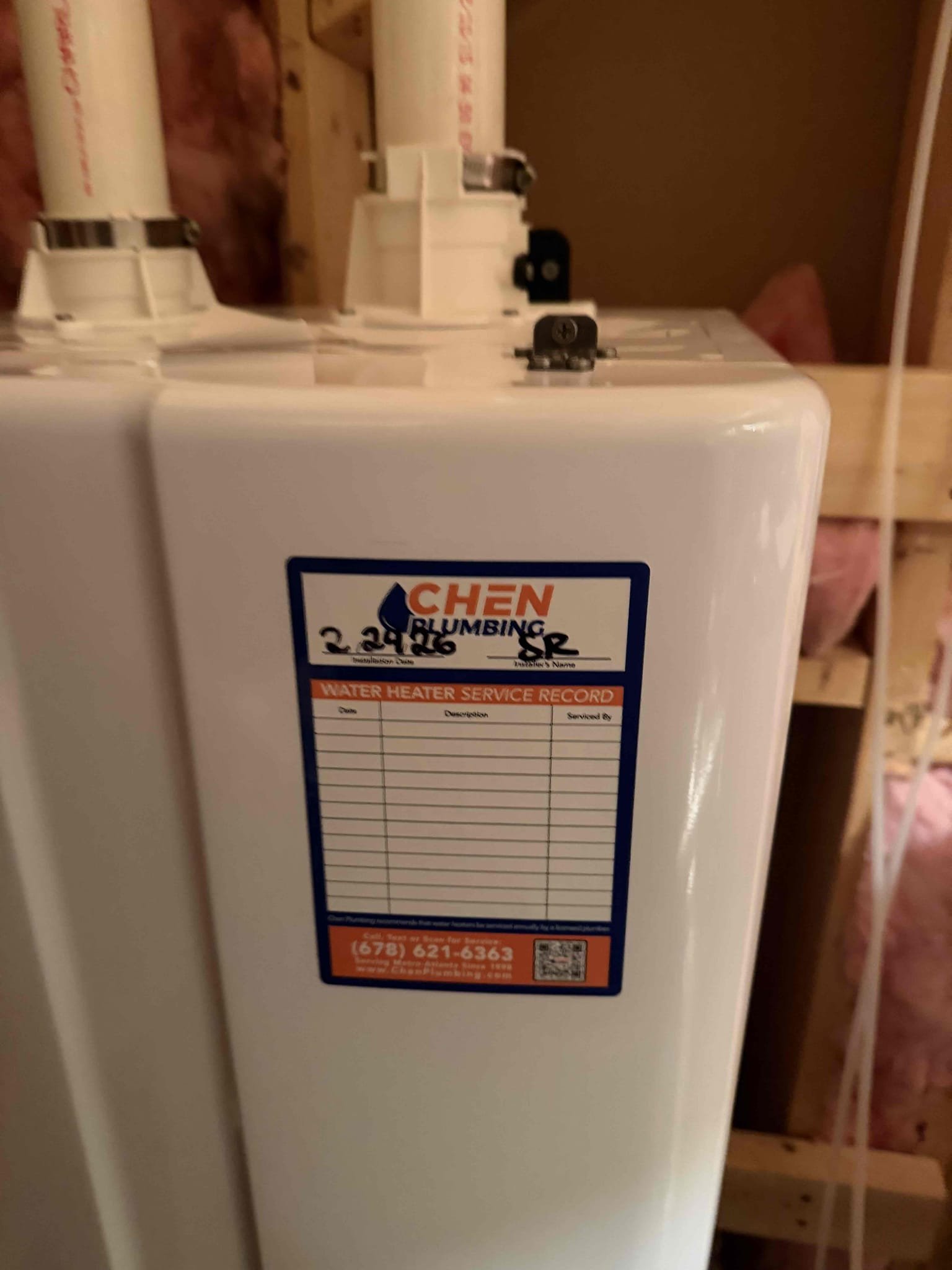 Remove old tankless and haul away. Furnish and install new Navien tankless. Also replace corroded water lines. Also rework gas to put shut off properly.

In attic above master bedroom, remove the existing tankless and hauled away. Furnish and installed new Navian in 240 a2 tankless. Also reworked water copper piping that was corded. Rework/replaced section of gas piping to install gas shut off valve in proper place. Down stairs in utility room installed new main house shut off valve and Prv. Tested all work and there was no water/gas leaks at this time. Tankless was producing hot water and set water pressure to 60 psi. Cleaned up work area.