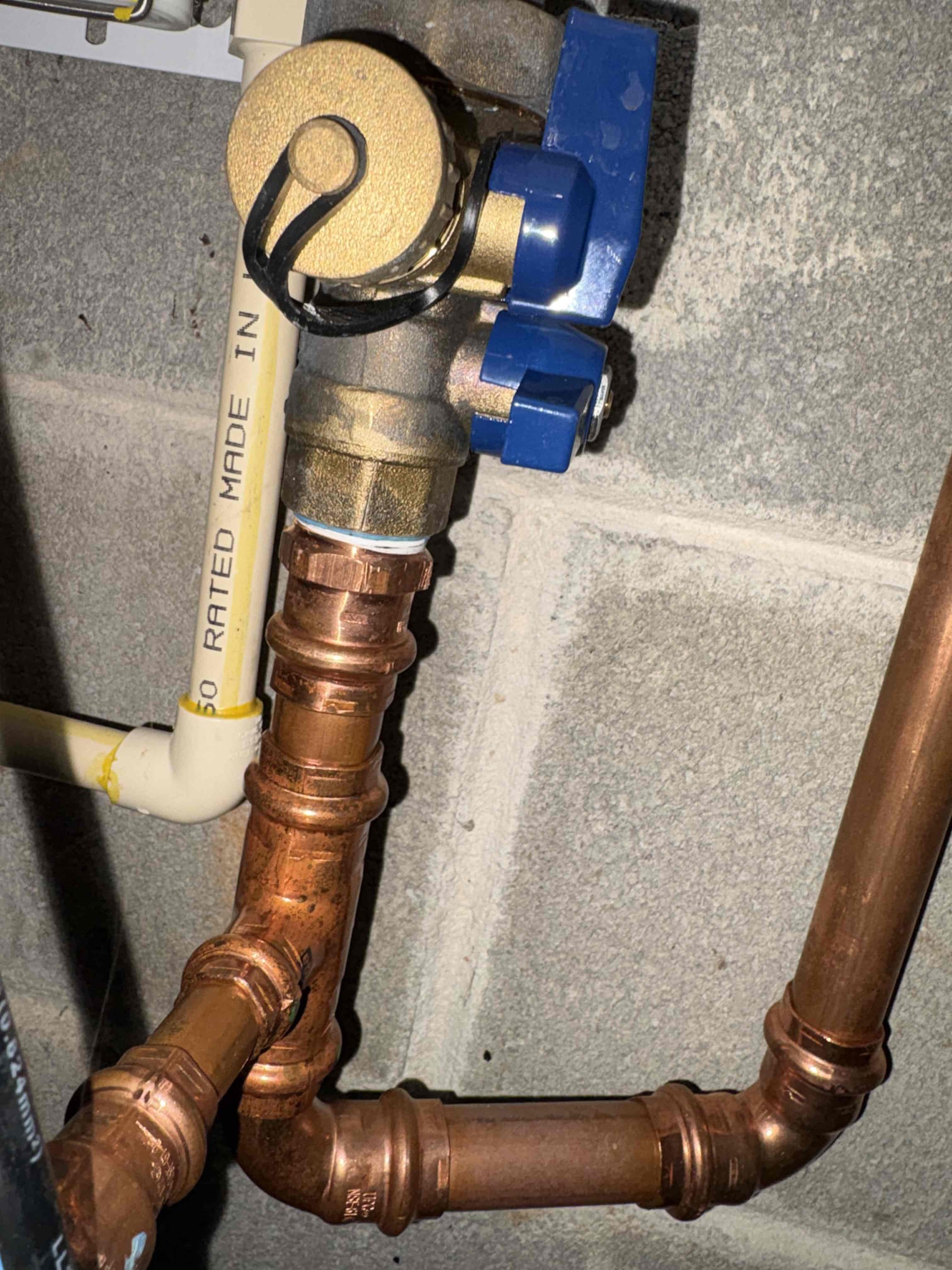 Client called us out to ensure the homes water pressure was not too high due to them having a few different leaks throughout the home in the recent past. Checked pressure at back hose connection, and home water pressure is good at 70 psi, safe range is 50-79 psi. Client has been experiencing a $600 water bill for awhile now so we looked at the water meter and he indeed does have a leak somewhere. When I turned off the ball valve inside the home, the water stopped running, indicating the leak is inside somewhere rather than outside. Went around and checked all the toilets In the home and none are running. In the crawlspace area I could hear the water running through the copper pipe just behind the wall running into the concrete slab for basement floor. 

Recommend client call National Leak Detection @ 404-579-1188 to have the, come out and locate the leak under the slab. So we can come back and give the estimate and perform the work repairing the leak under the slab. 

