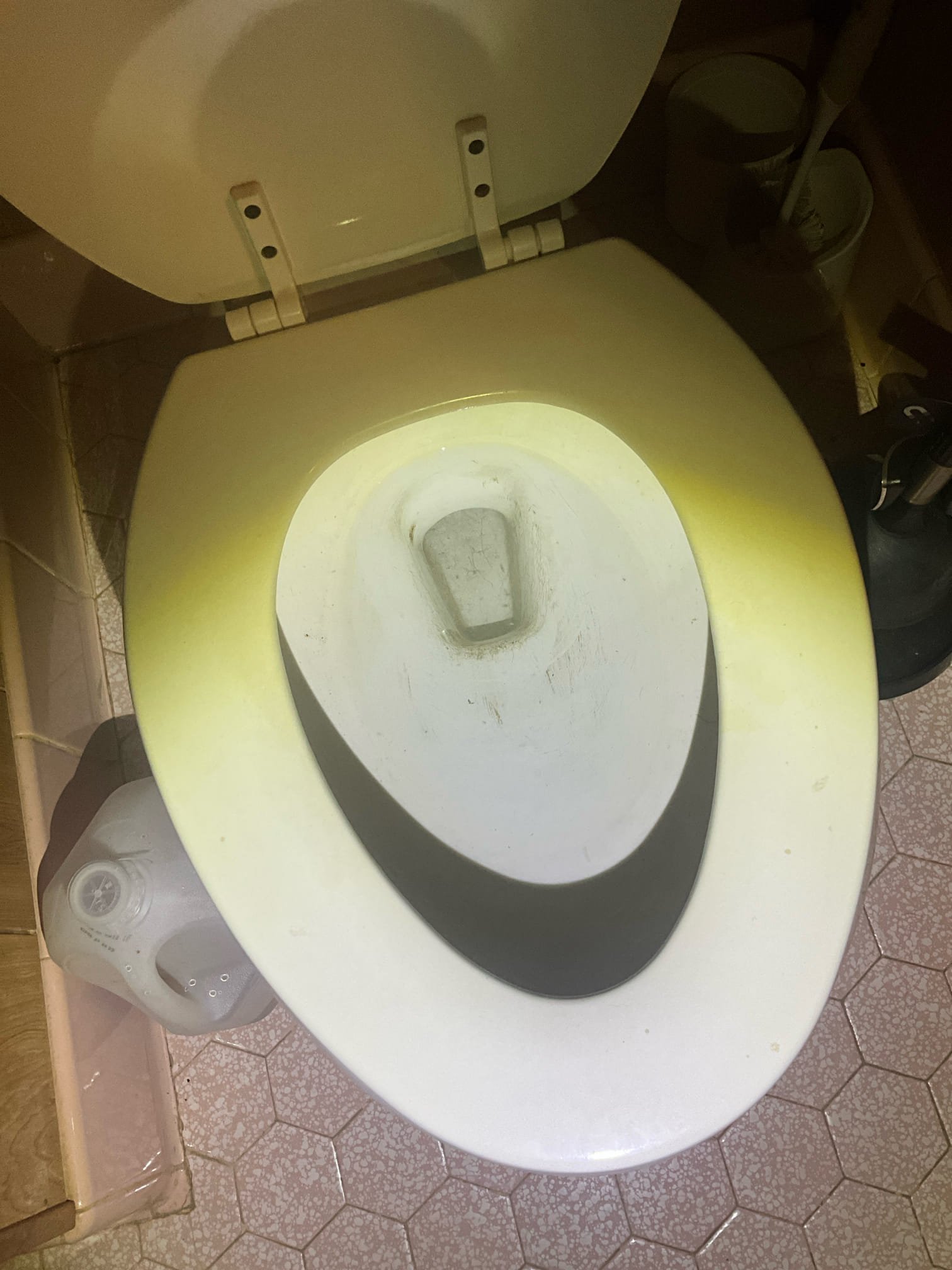 Customer had toilet in bathroom that was backing up. Ran the sink to determine if the bathroom group was backed up or just the toilet. Didn’t see any indication if the whole bathroom backing up. Pointed out toilet scarring to the customer and recommended replacing toilet rather than snaking since that won’t have any long or even medium term benefit for her. Customer declined work at this time. 