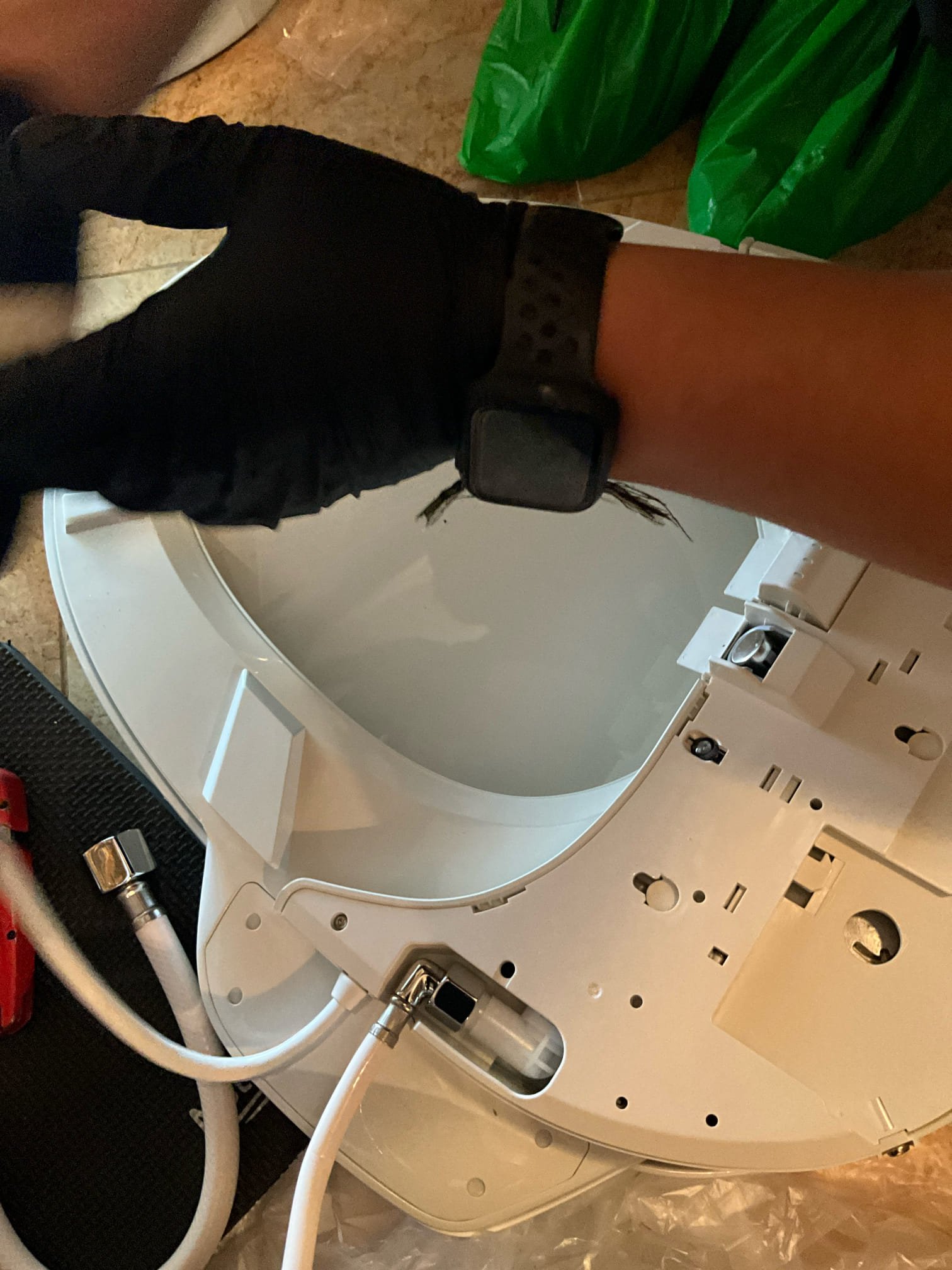 Returned to install ordered Kohler bidet on water closet in hall bath by the front of the home. Noted to customer that a toilet bolt was broken. Pulled and reset the toilet, installed the bidet, and tested to ensure proper function and no leaks. None were found. 