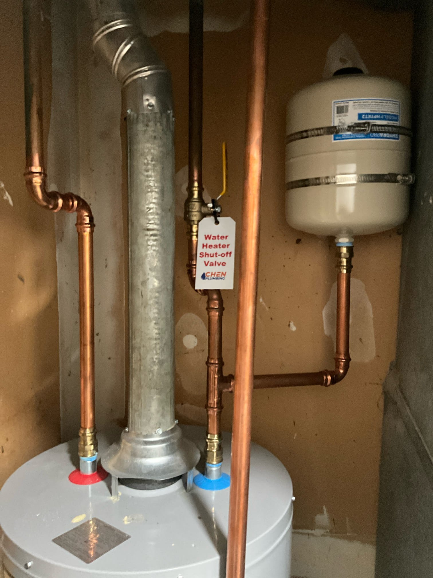  All for annual plumbing inspection and maintenance visit. See notes below, pictures, and inspection form.

Summarized final discussion for Laura.
1. As discussed, washing machine hoses should be upgraded to stainless steel braided variety.

2. Get elbow on gas line replaced serving dryer. 

3. Consider new toilets as they are aging. Replacing fill valves is feasible, but rebuilding older style toilets may not always be practical due to efficiency changes and parts availability, as many new toilet parts are intended for use in lower gallon per flush toilets.

4. Remember, all faucets in your home have manufacturer lifetime warranties


Plumbing running notes

Noticeable volume increase and decrease with multiple fixtures running.  

Hallway bath
Shut off valves older style, maybe original. Half by half. Copper lines show corrosion. Newer vanity, tubular p trap to abs drain via fernco. Small access panel type cover to this sink. Pfister faucet. Toilet 12 inch rough old 1.6 gallon flush 