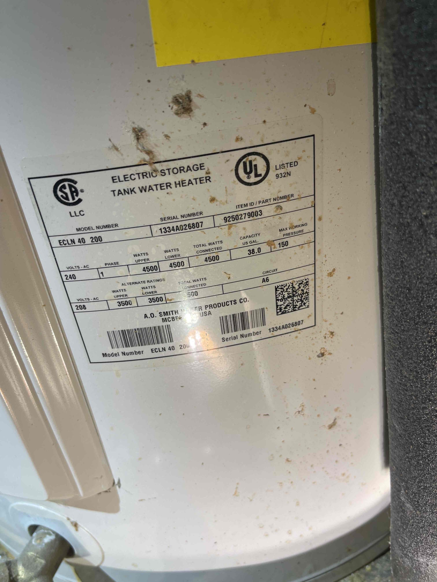 Left quotes to replace lowboy water heater in hvac closet