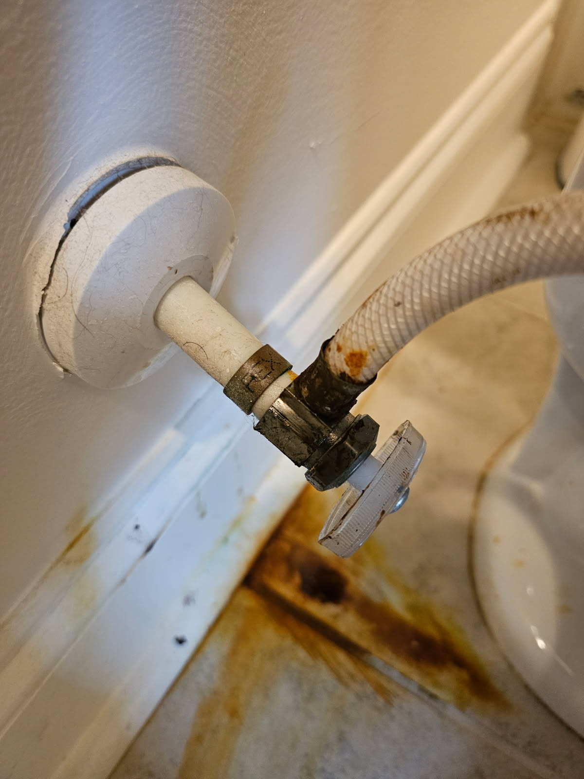 Customer called us out for a leaking stop their thorough evaluation. Recommended to customer that we replaced stop and make it serviceable. Customer agreed replaced half-inch pex b stop with half-inch male and 5/8 female ended stop and 1/2 male for easy future maintenance. All work is tested and complete.