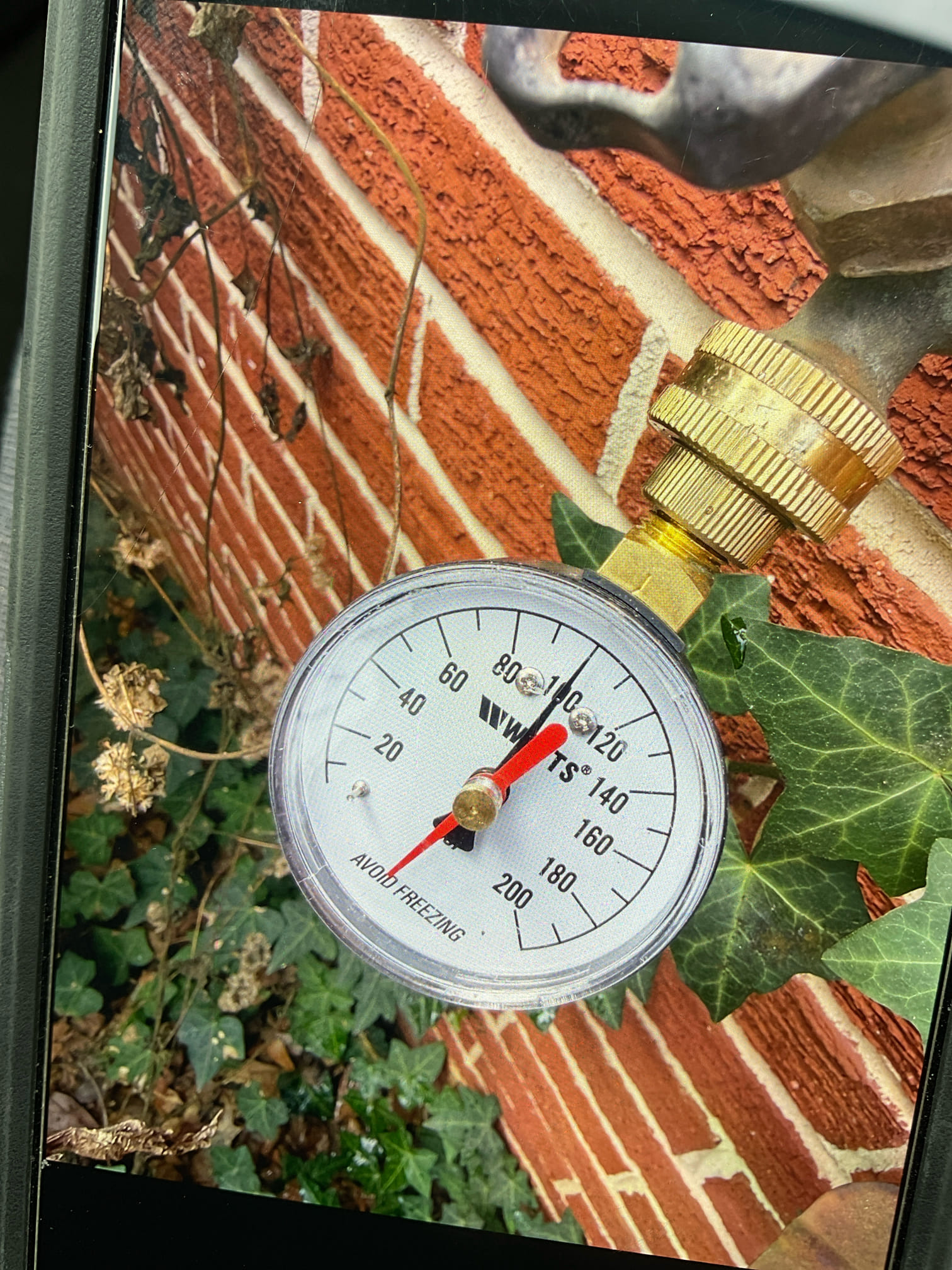 Customer stated that water heater was leaking and not producing any hot water. Stated to customer that water heater will need to replaced. Tested pressure to home at rear hose bib and found pressure above 80 psi. Rear hose bib may be before Prv. Still recommend replacing Prv given age and corrosion on it. Will send estimates for plumbing repairs needed.