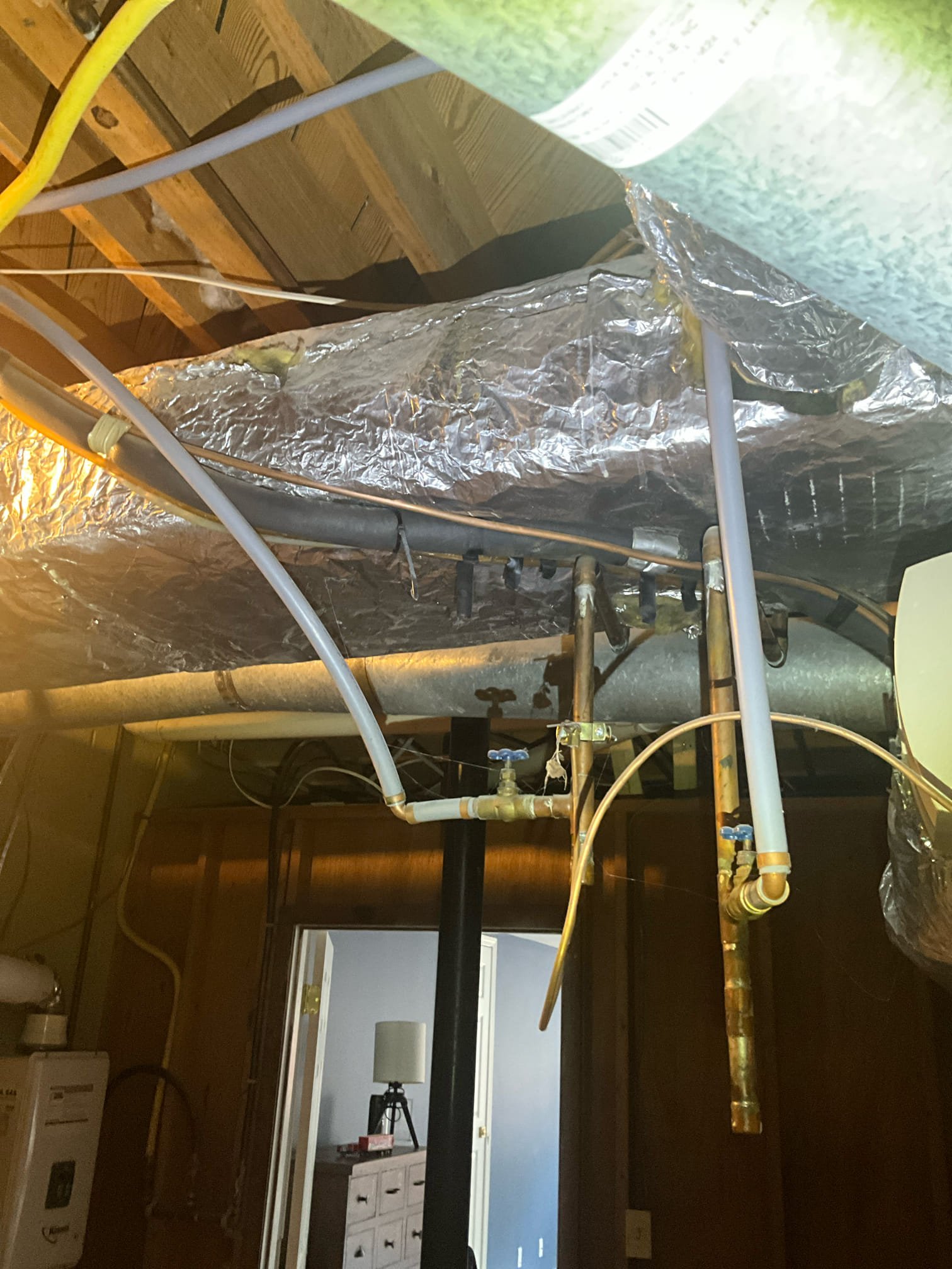 Customer has a tankless that was giving a gas smell and not working correctly. The tankless was installed in 2013 and has no service history. Customer had a contractor move the venting from inside an enclosed room in the basement to under the porch. They installed standard dwv pvc instead of concentric venting and didn’t glue joints. This caused a 90 to pop off and the unit was venting directly in the home. Piping also didn’t allow proper exhaust and intake even if it is sealed properly, which it wasn’t. Vent also didn’t extend far enough from wall and wasn’t sealed properly. Noted to customer the presence of a galvanized water service and grey poly water lines in the home. First priority is getting water heating safely in the home. Also noted that the gas line was teed after the furnace and if this causes issues pricing will need to be given to rework the gas line. 