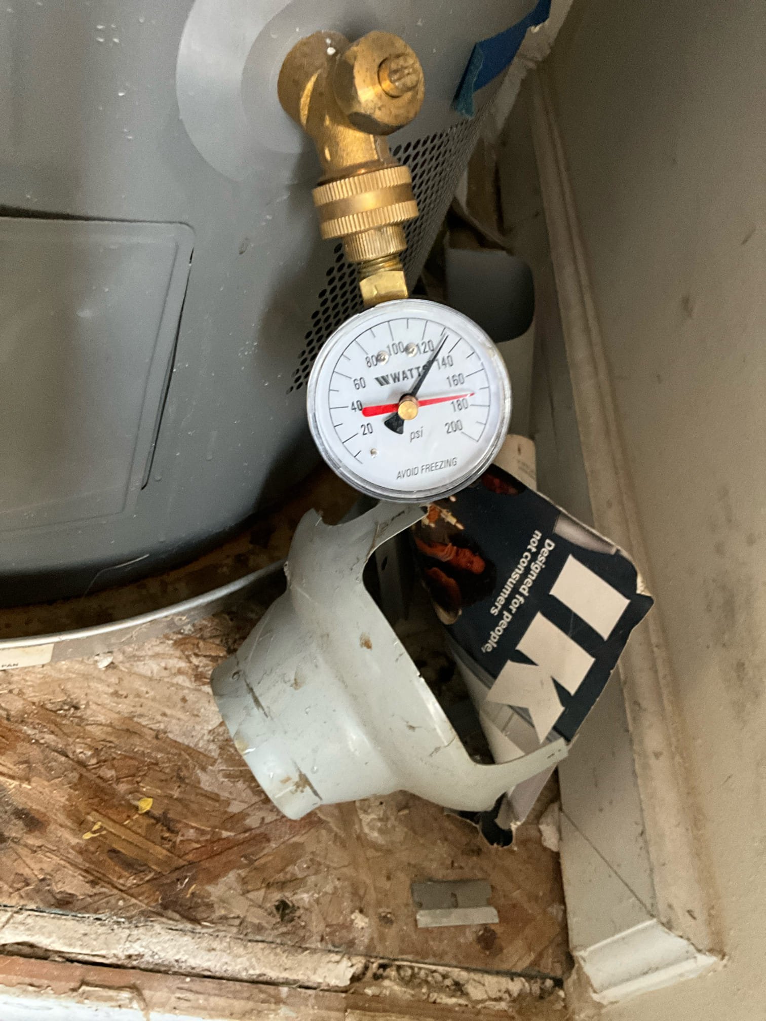 Call to assess repairs needed at home.

Arrived and met with Rama. He explained that they’ve recently had water damage in the kitchen, and is concerned with a noise he hears from the pipes in the kitchen wall.

I performed an evaluation and inspected several additional items when discussing concerns with Rama. 

Inspection revealed the following:

Pressure regulating valve is less than ten years old. However, pressure read over 130psi. I measured at the water heater, and at the side hose Bibb. Pressure read on weekday at approximately 430-5pm. Thermal expansion tank unsecured, and bladder is ruptured. Water heater is 9 years old. 

I checked two sections of previous pipe repairs in the basement. Rama would like the pipes to be reconfigured and remove tension and install in a more straightforward way. The garbage disposal was not secured properly, and the mounting bracket screws are so far off that I can fit my finger between them screw and the mount. This must be removed, new sealant a