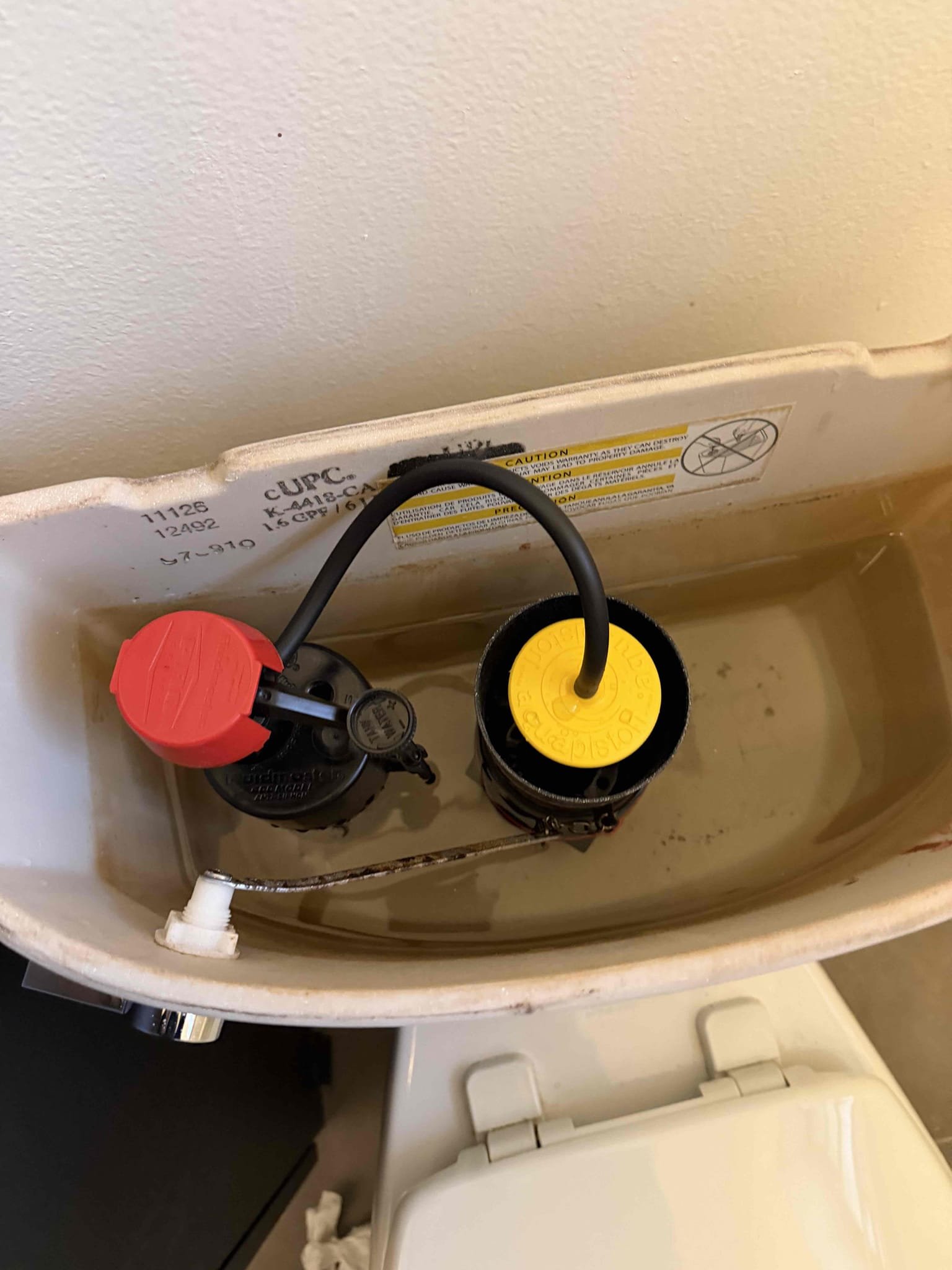 Rebuild toilet by install new fill valve and seal. Also replace supply line. Also install new upper tower.

Tenant stated that both toilets were running. Toilet in hall bath needed to have fill valve and seal replaced and as well as upper part of flush valve because it was broken. Went ahead and installed new upper part of flush valve and new seal. Also install installed new supply line and fill valve. Tested work and no leaks for present at this time. In other bathroom just replaced flapper as a courtesy item. Tested and no leaks were present at this time.