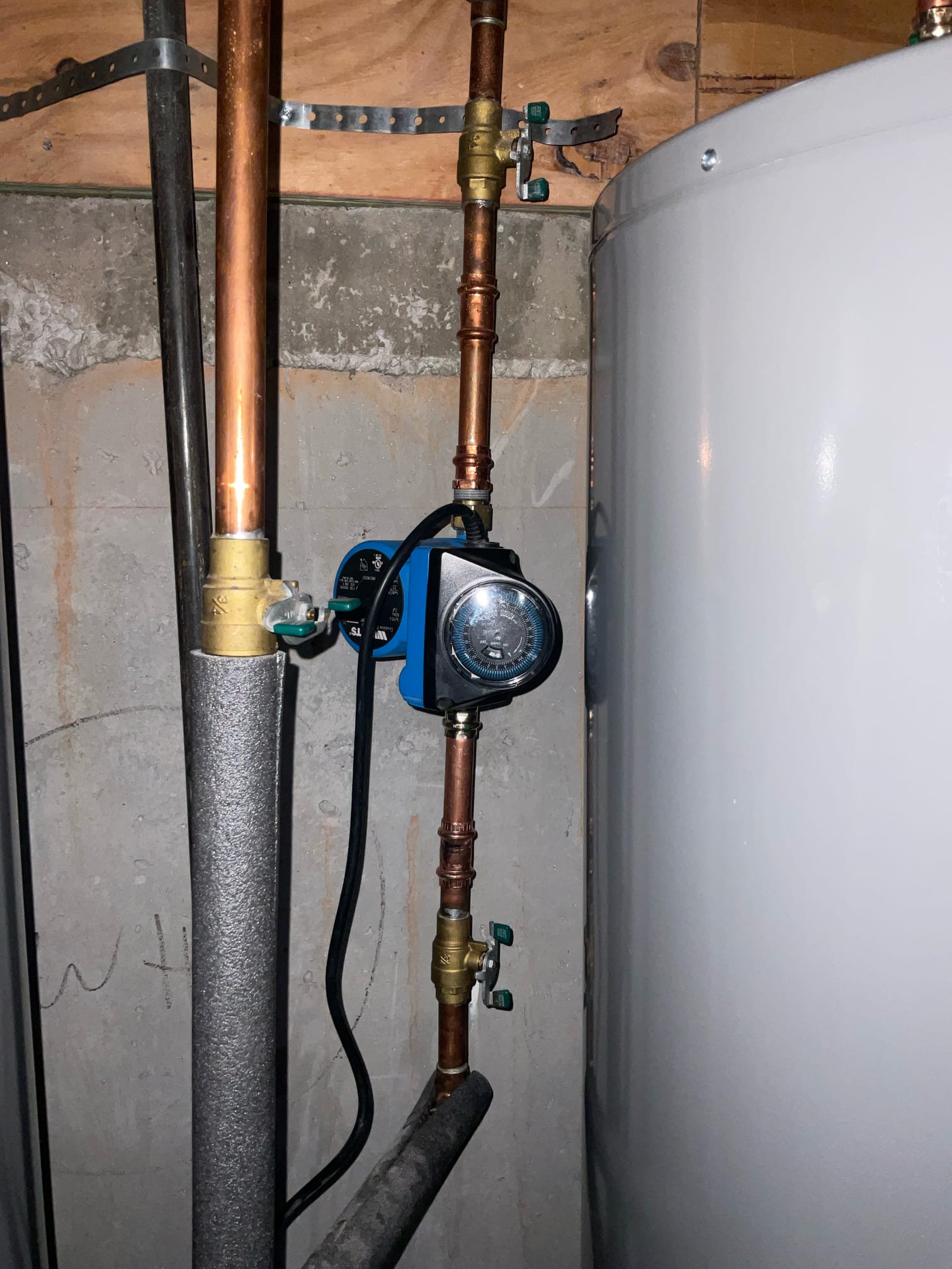 Replaced a hot water heater recirculating pump as warranty job today , tested after we put new pump is working, we will check with customer in a day or two again . 