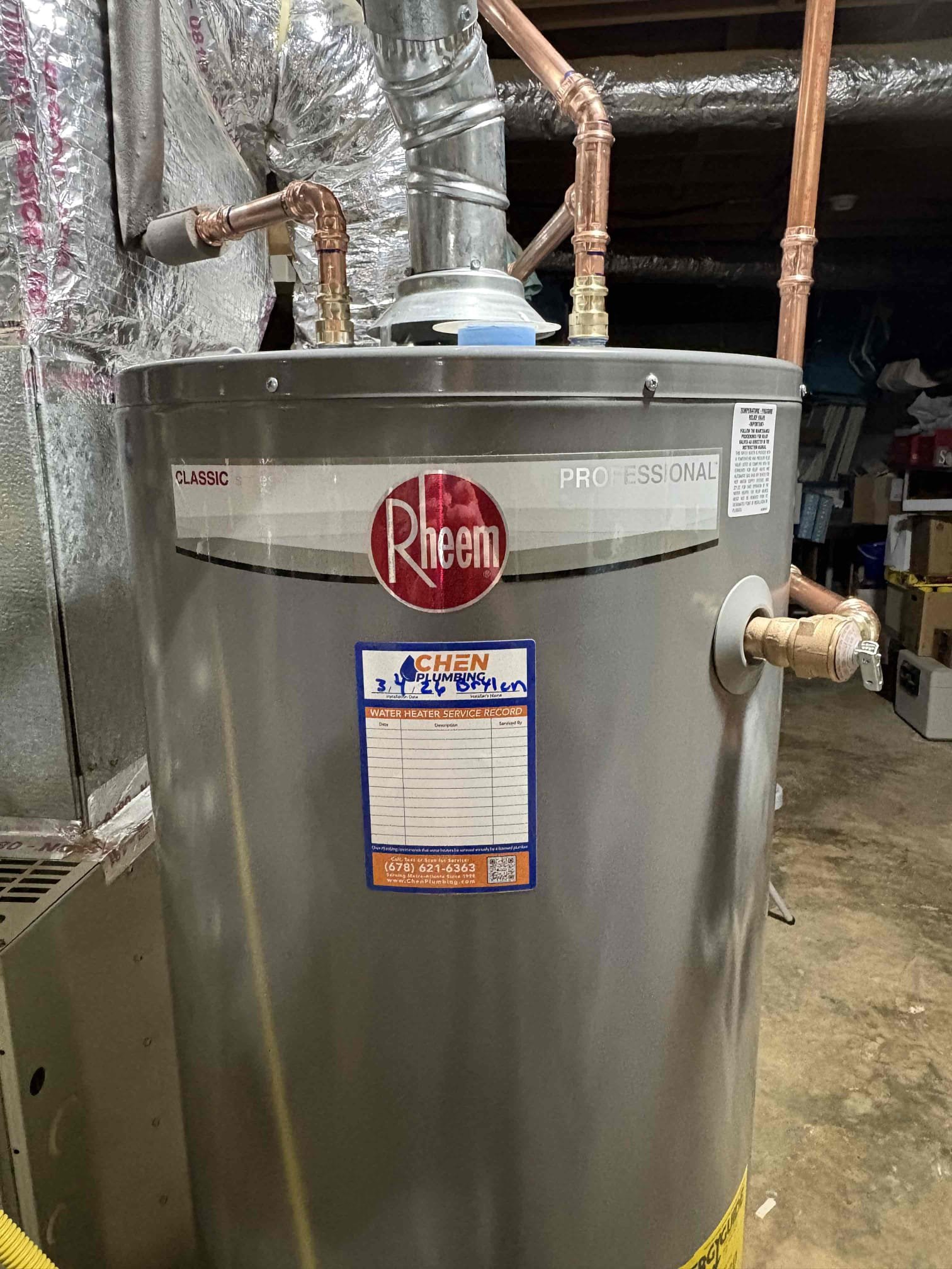 Client called us out today due to their t&p valve on the 6 yr old water heater dripping onto floor. Checked water pressure and it was 85 psi, which is higher than the safe range of 50-79 psi. Due to the high pressure, the thermal expansion tank had failed also on the water heater. It was decided best to replace the water heater with new of same model, giving customer a new 6 yr tank warranty and 1 yr labor from us. New unit was installed up to code in a pan with properly supported thermal expansion tank, new ball valve shutoff, and new copper piping. 

We also replaced the failed pressure regulator with new of same model and added a new ball valve to shut water to home off if needed. Set pressure to 60 psi. 

Water heater is working as it should be with no issues as well as pressure is now at a safe range. 

