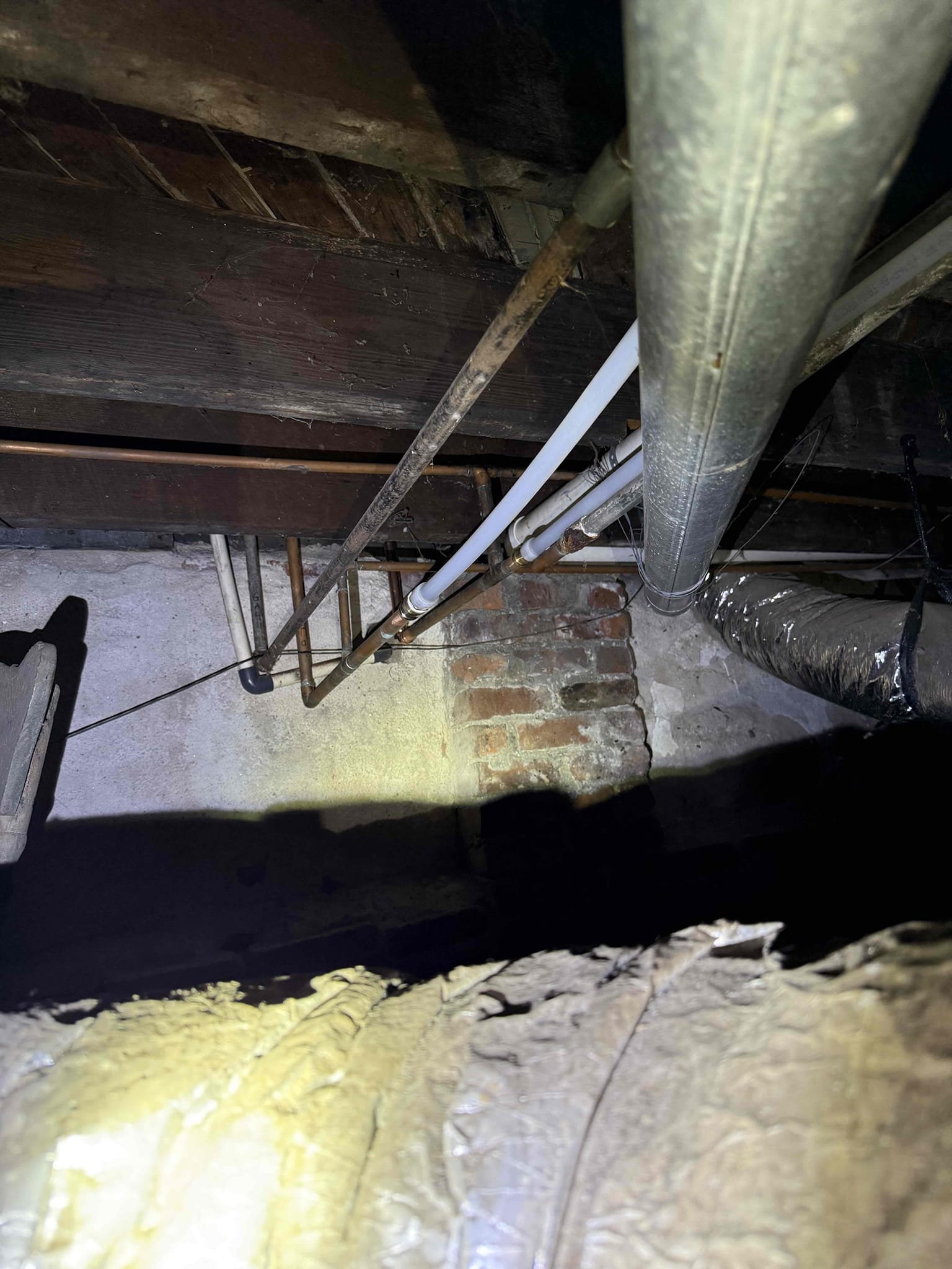 Board new water main into crawlspace area at an accessible location installed new whole house shut off and PRV tied every fixture back in to.
Board new water main into crawlspace area at a accessible location installed new whole house shut off and PRV tied every fixture back in to.
Customer stated they wanted all galvanized piping replaced with packs. Any other sort of piping was OK to leave re-piped house accordingly only fix your left and galvanized was front Restroom tub. Customer did not want to cut sheet rock to replace. Also replaced 40 gallon short gas water heater brought everything up to code as well. All work has been properly tested and verified functioning upon departure.