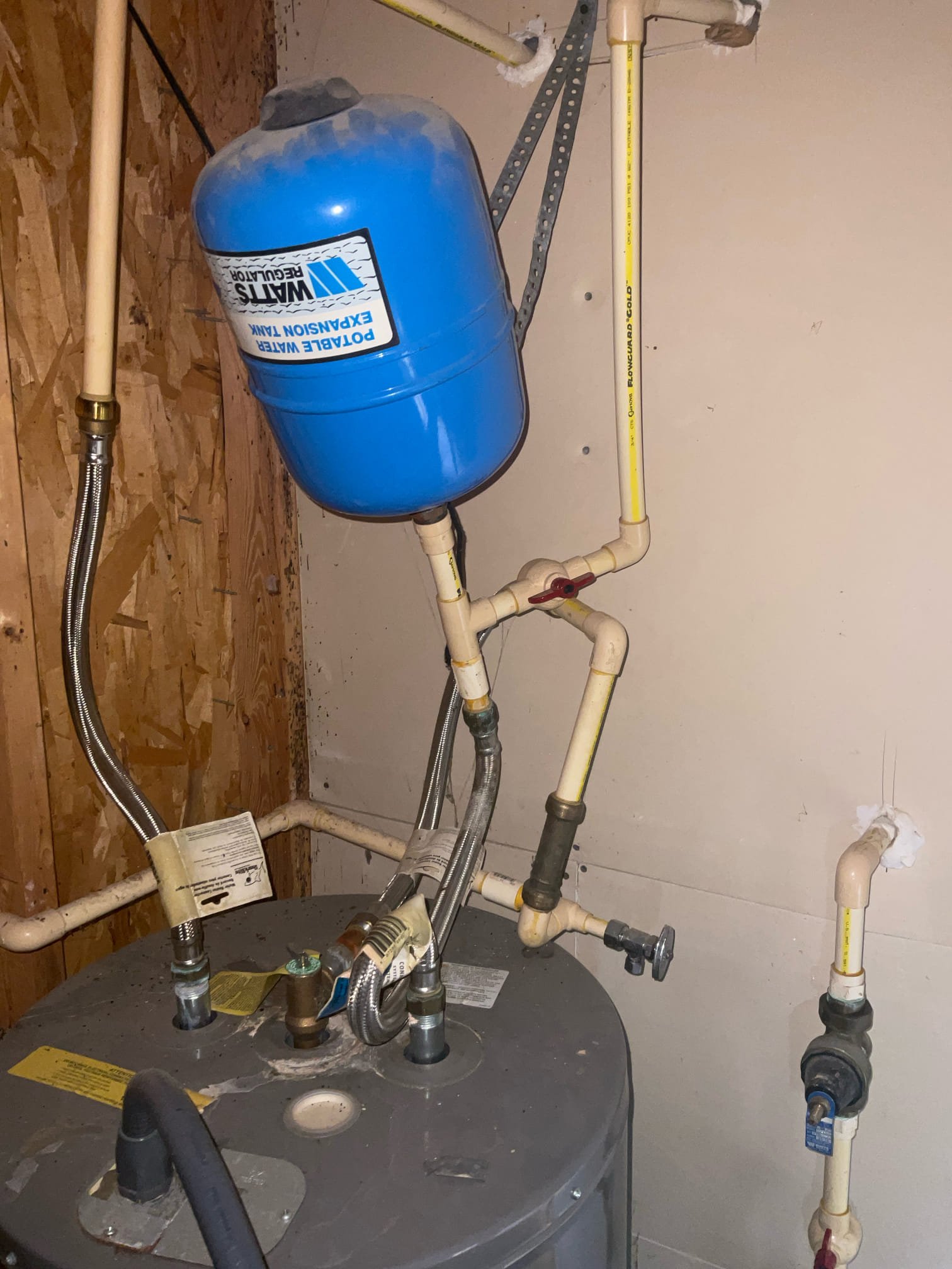 Quoted new toilet and water heater expansion tank and pipe repair 