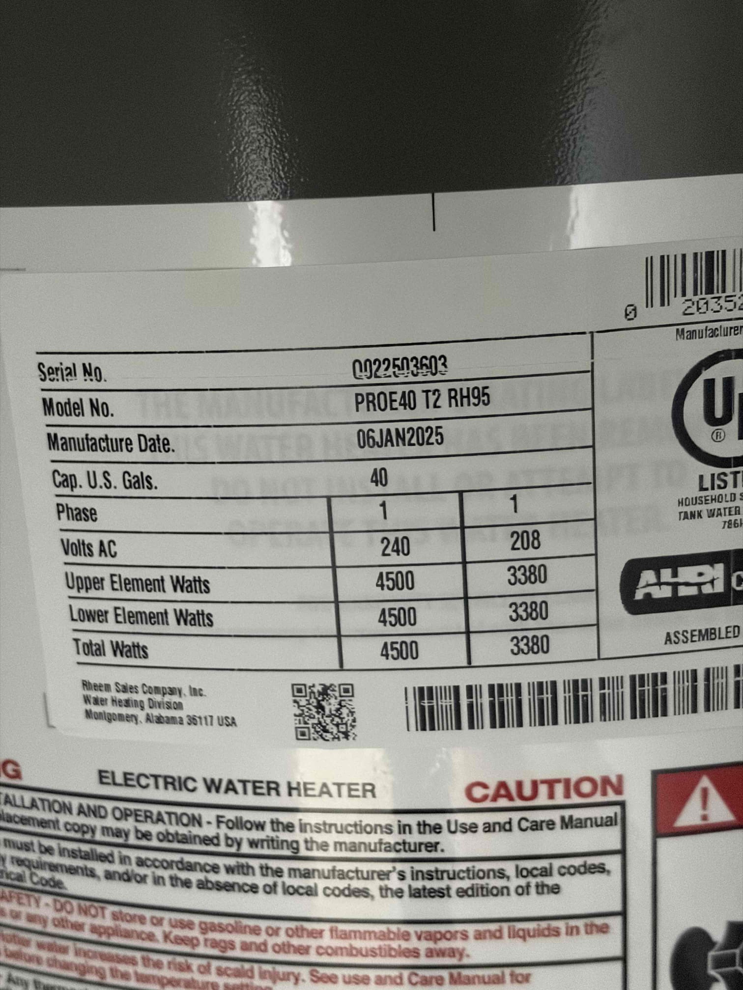 For the job, I replaced a 40 gallon electric water heater in the utility closet in the backyard. The previous water heater was from 2012 indicating a tank failure from the upper and lower element due to the age. I recommended the replacement for a swap for a 40 to a 40. Install the brand new thermal expansion tank with a bracket along with all brand new copper piping and new pan following that I had to re-pipe the temperature and pressure relief line brand new cpvc, in addition to that install a brand new full port ball valve for the cold inlet side, and made sure all my joints were pressed correctly turned on the power. Once the water heater was completely full ran water through the temperature pressure relief line to make sure that there are no leaks once installed. There are no leaks on the unit and the customer is all set. 