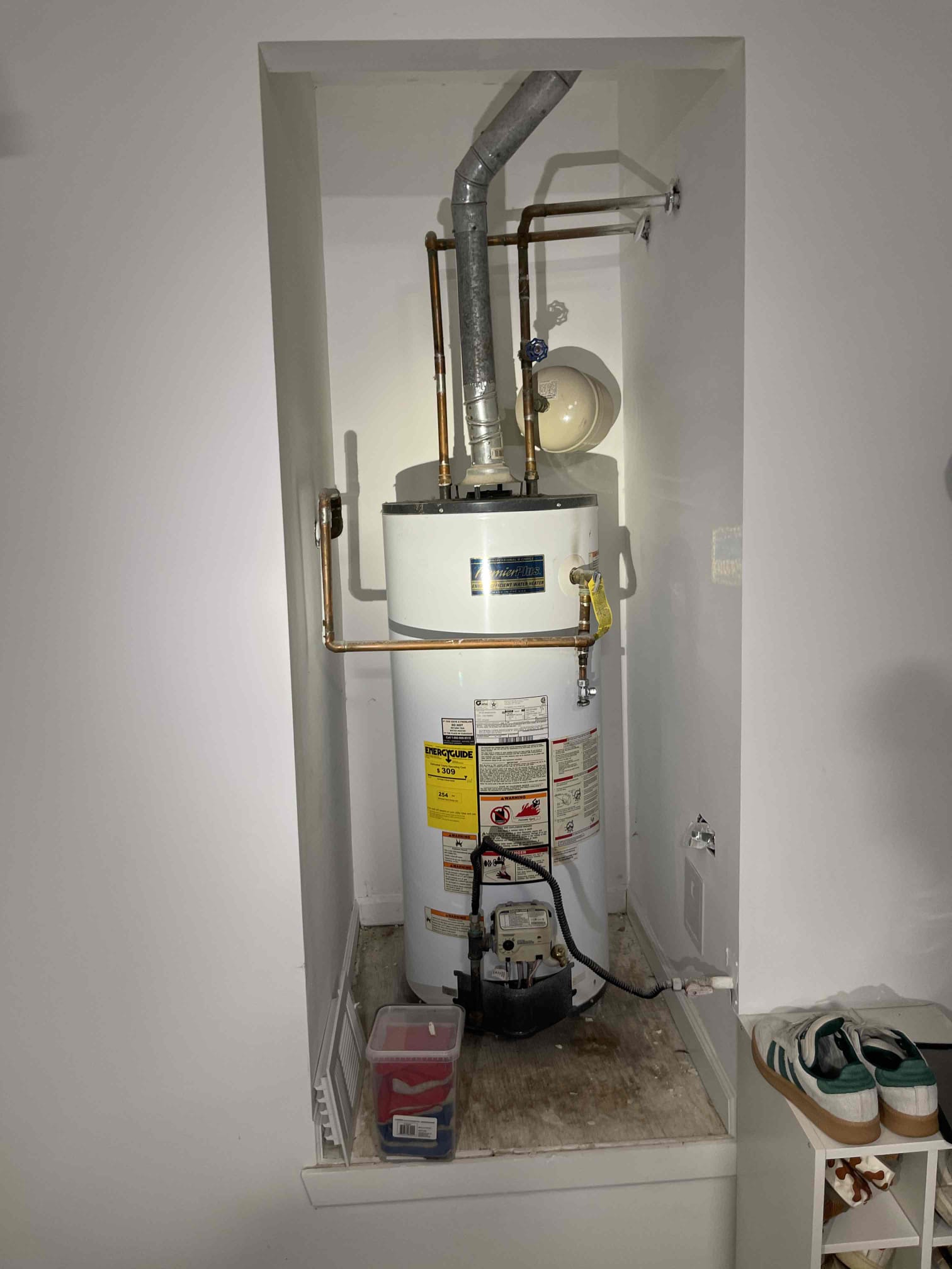 Left quote to replace water heater in garage. Standard install