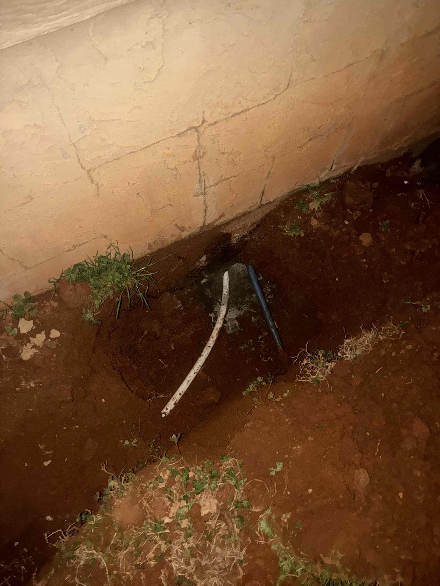 Customer had water service break in wall penetration of foundation. Gave options to replace water service. After replacing water service with 3/4 pex piping. Backfilled trench to the best of ability. Rain came through during backfilling of trench. Also sealed outside penetration of foundation. Checked all areas of work for leaks and proper function. 