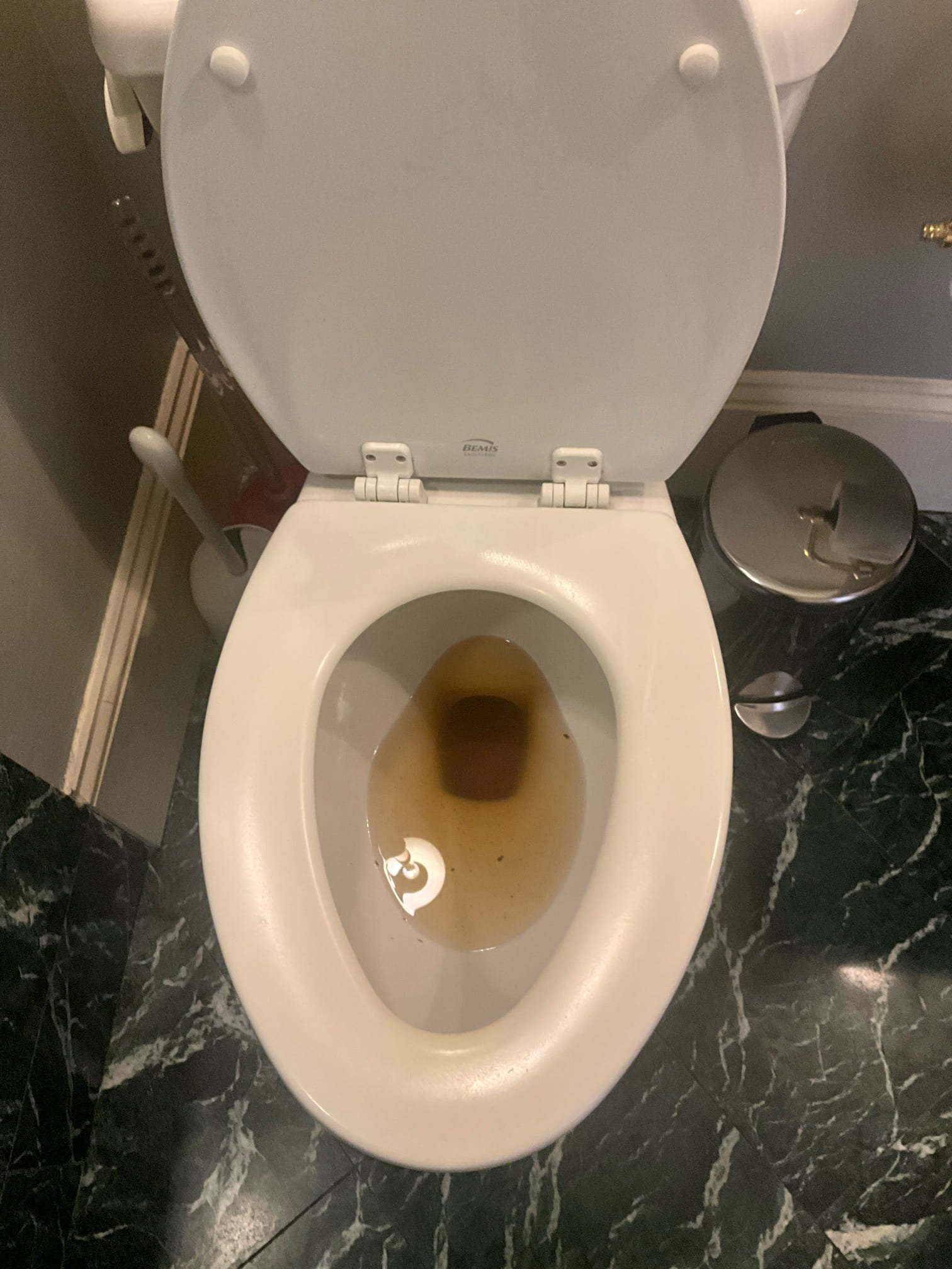 Customer had a clogged toilet in main hall bath. Ran closet auger to clear the blockage. Informed customer that since the toilet is over 10 years old, if it clogs again, replacement will be recommended. 