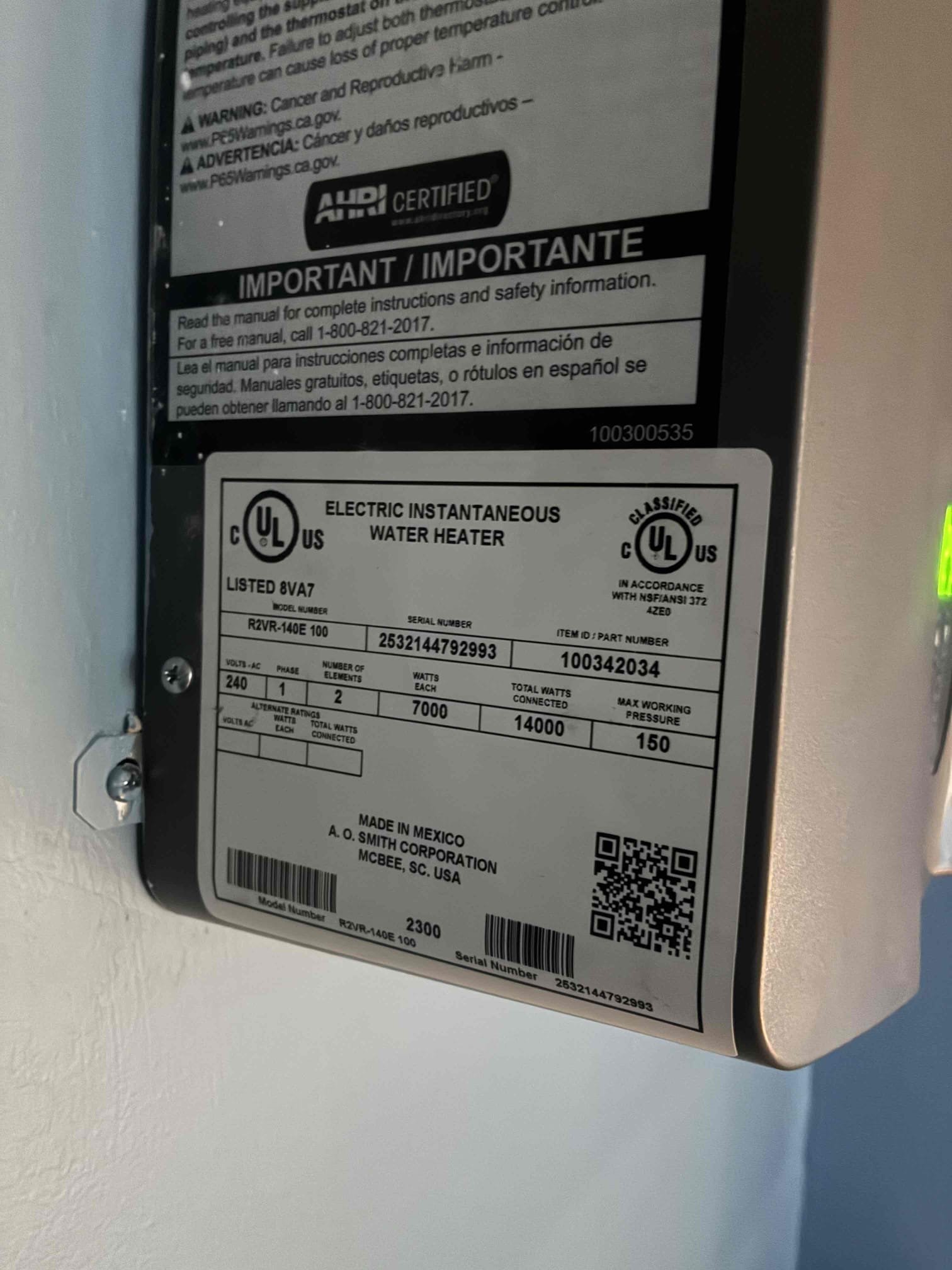 Diagnosed toilet not flushing well. Checked toilet and flushed. Toilet is smart toilet and does not allow enough water through for a good flush. Recommend traditional toilet to resolve issue. Also looked at electric tankless unit on wall near washing machine. Found tankless unit to be undersized and not efficient enough for the space. Recommend going back with tank type unit suspended from ceiling by thread rod. 