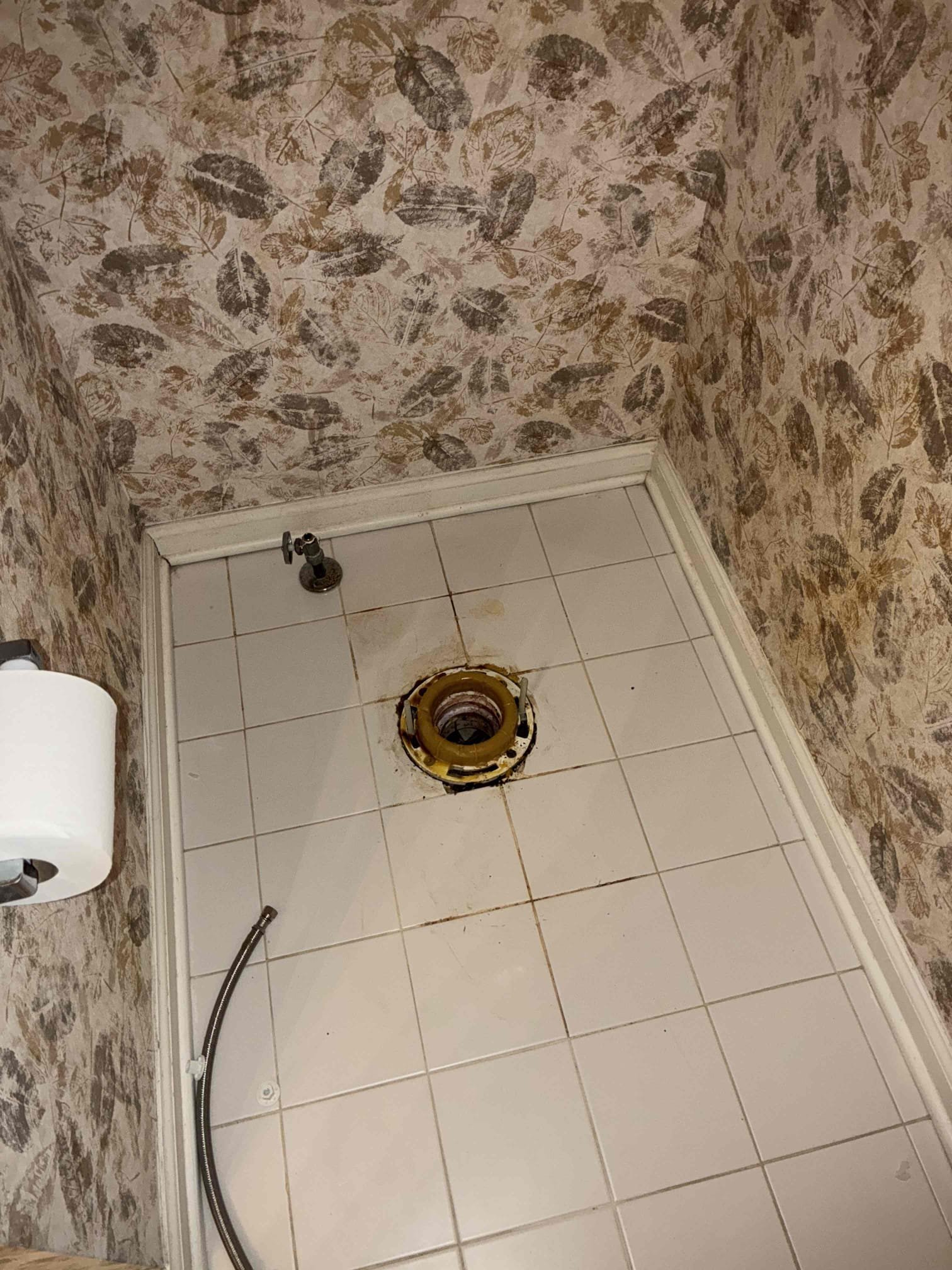 In upstairs bathroom shut off water to toilet and pull old toilet. Provide and install new toilet with Ada height 2” taller. Install new toilet with new toilet bolts, new wax seal, and new toilet supply line. Test for proper operation.